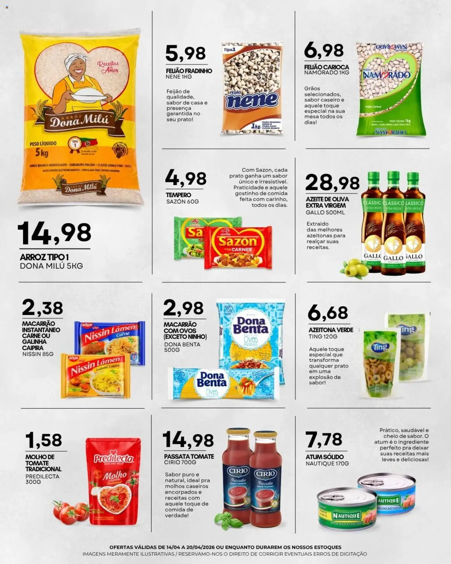 Mercadão Atacadista Folheto - válido de 14.04.2026 | Página: 3 | Produtos: Azeitonas, Macarrão, Carne, Atum