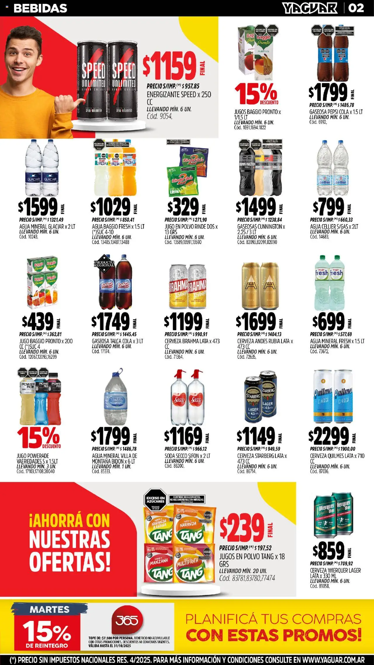 Yaguar - Mendoza │ válido desde el 20.10.2025 | Página: 2 | Productos: Gaseosa, Soda, Agua, Jugo