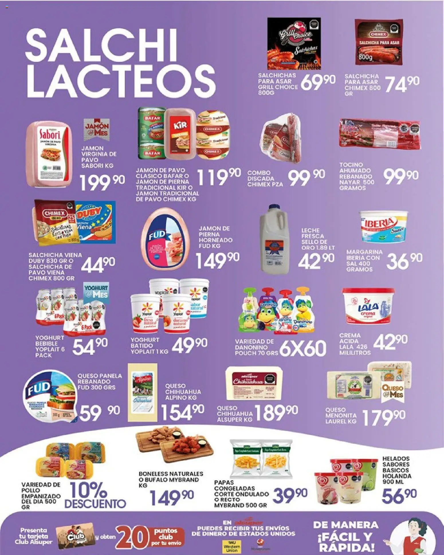 Nuevas ofertas de Alsuper válidas en toda la República Mexicana desde el 10.04.2026. ¡Encuentra las mejores ofertas en Alsuper folleto CASAS GRANDES! | Página: 3 | Productos: Pollo, Sal, Salchicha, Jamón
