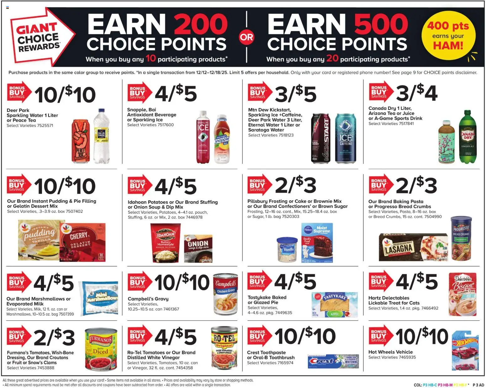 Giant Weekly Ad - valid from 12.12.2025 | Page: 3 | Products: Green Tea, Milk, Ham, Water