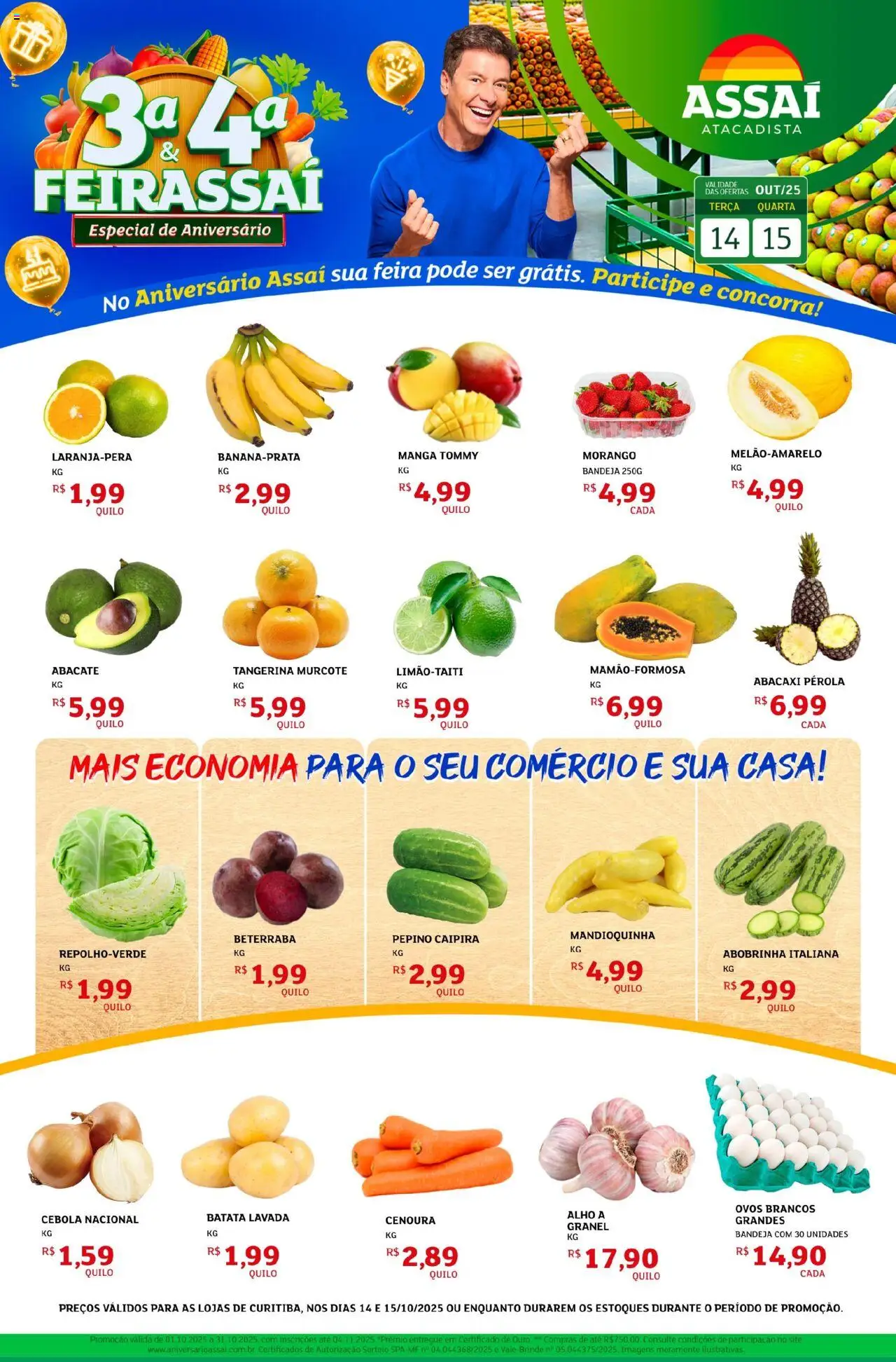 Assaí Atacadista Folheto - válido de 14.10.2025 | Página: 1 | Produtos: Abobrinha, Alho, Bandeja, Batata