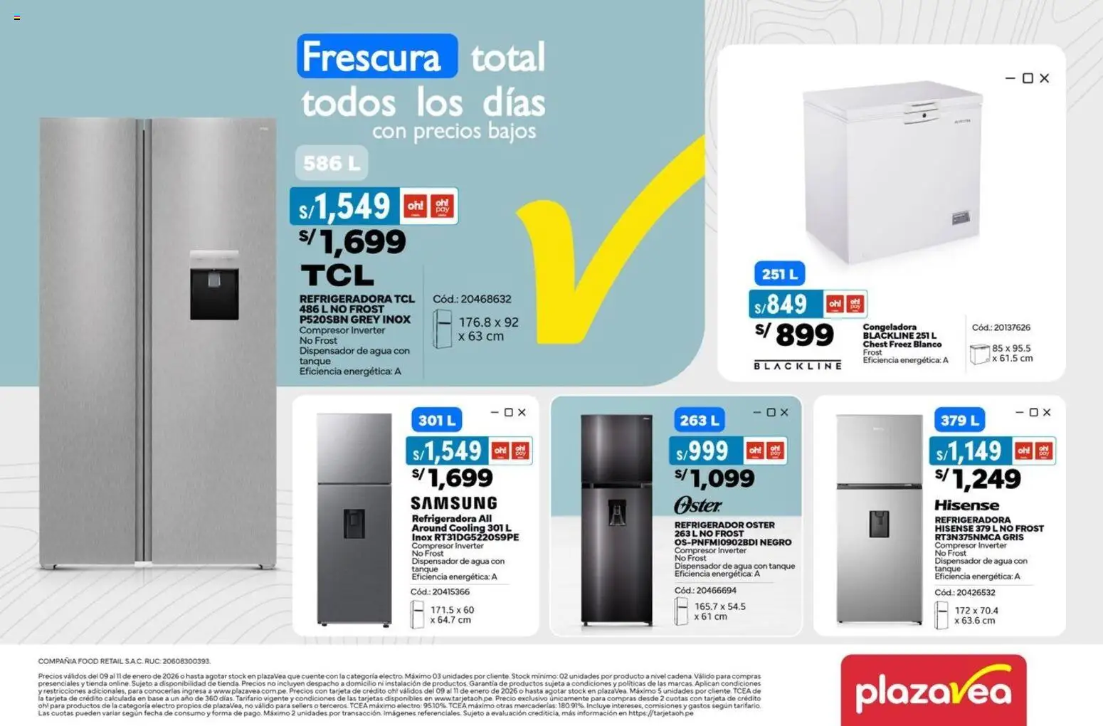 Catálogo Plaza Vea válido desde 09.01.2026 | Página: 1 | Productos: Refrigerador