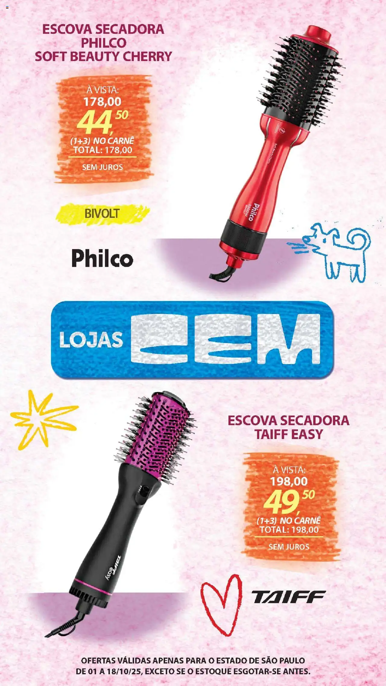 Lojas Cem Folheto - válido de 01.10.2025 | Página: 134 | Produtos: Escova secadora, Escova, Carne