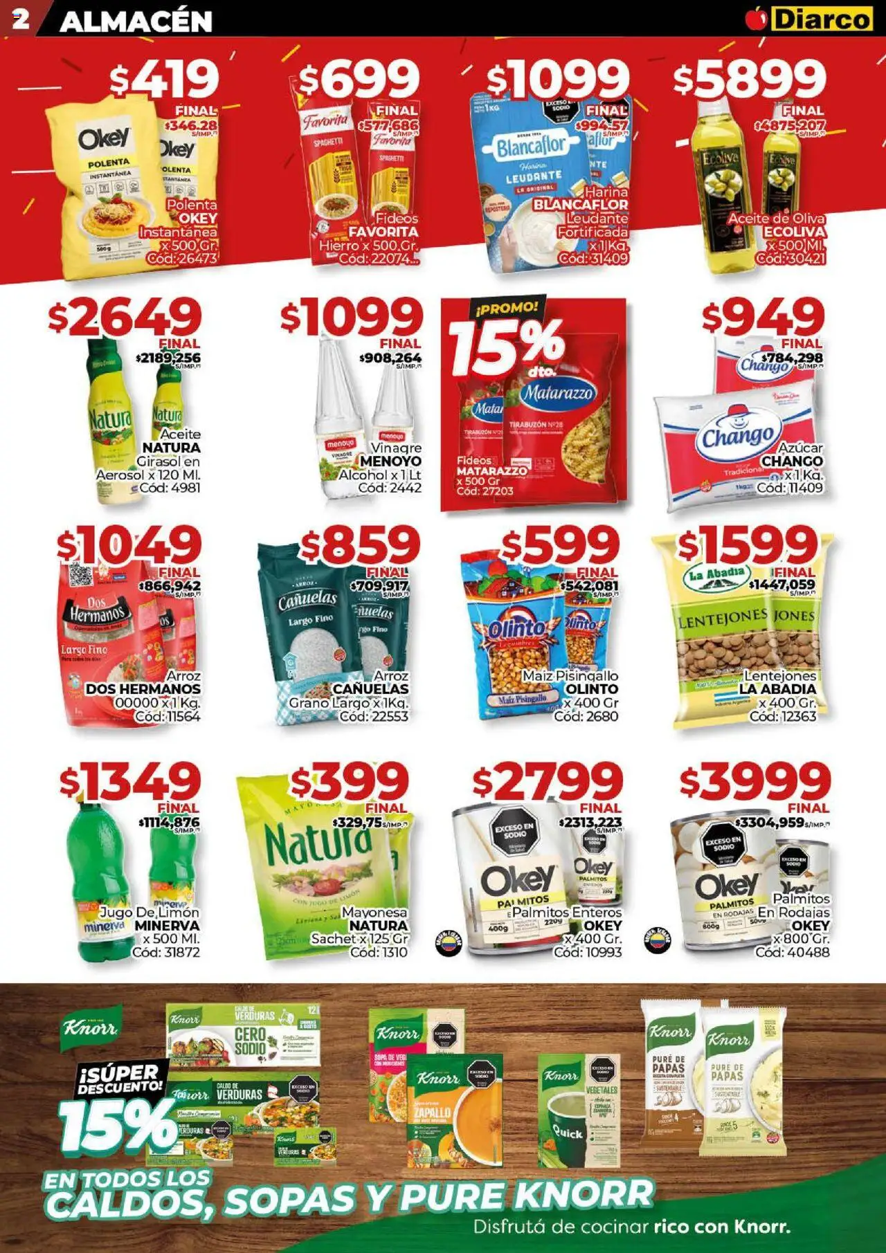 Diarco ofertas │ válido desde el 09.06.2025 | Página: 2 | Productos: Aceite, Polenta, Palmitos, Arroz