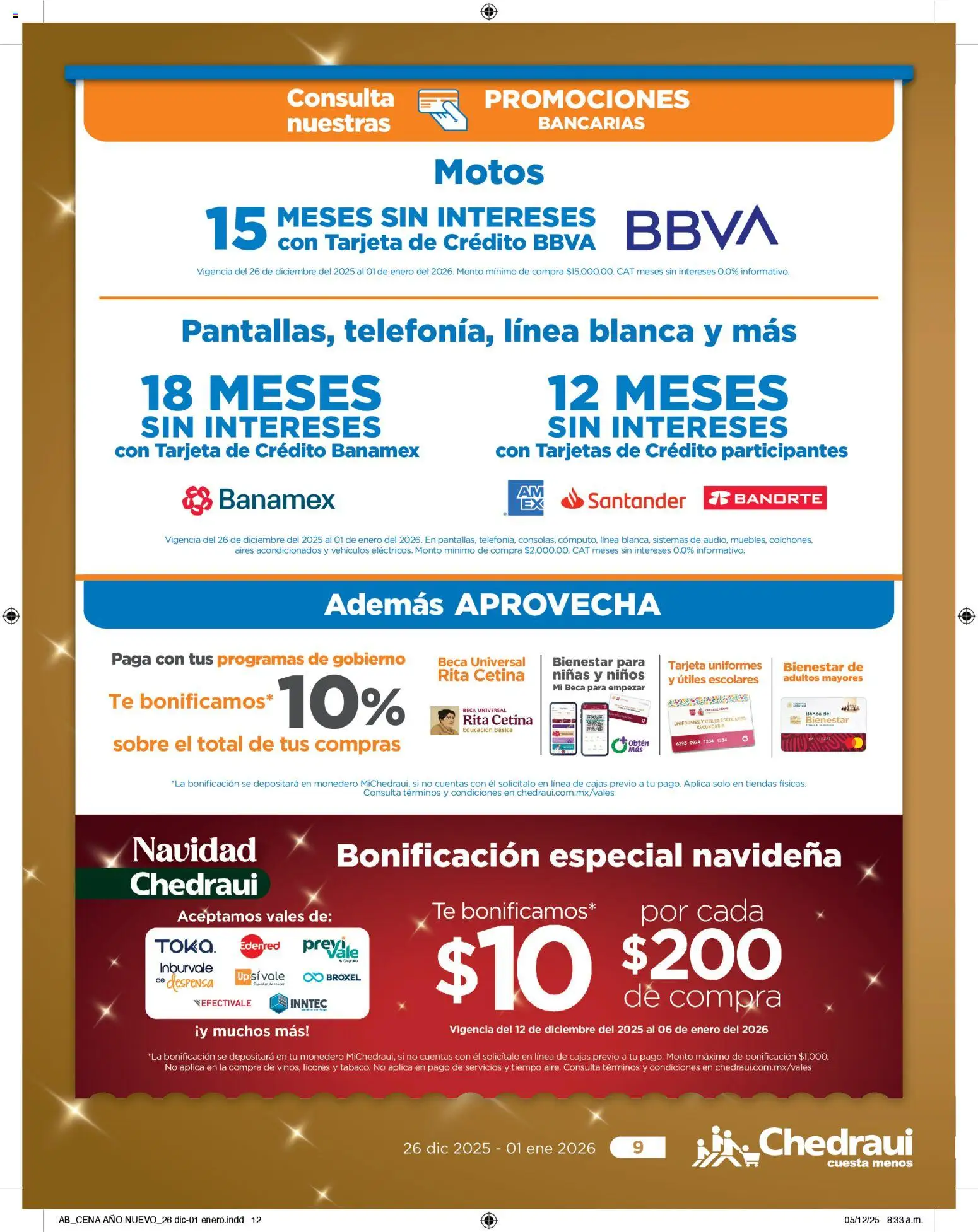 Nuevas ofertas de Chedraui válidas en toda la República Mexicana desde el 26.12.2025. ¡Encuentra las mejores ofertas en Chedraui folleto Delicias de Año nuevo! | Página: 12 | Productos: Monedero, Banco, Té, Sobre