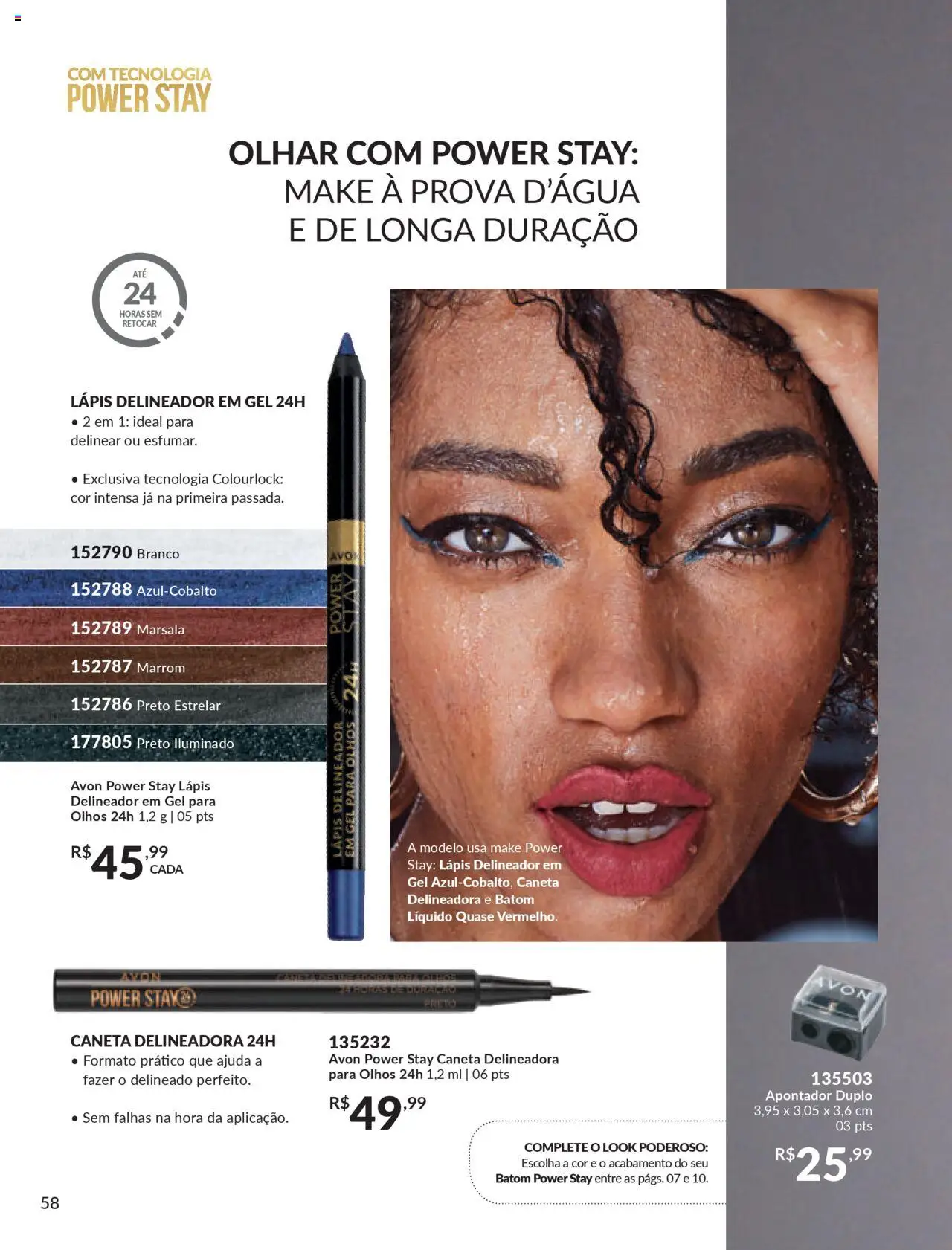 Avon Folheto - válido de 07.10.2025 | Página: 58 | Produtos: Delineador, Batom, Lápis, Caneta