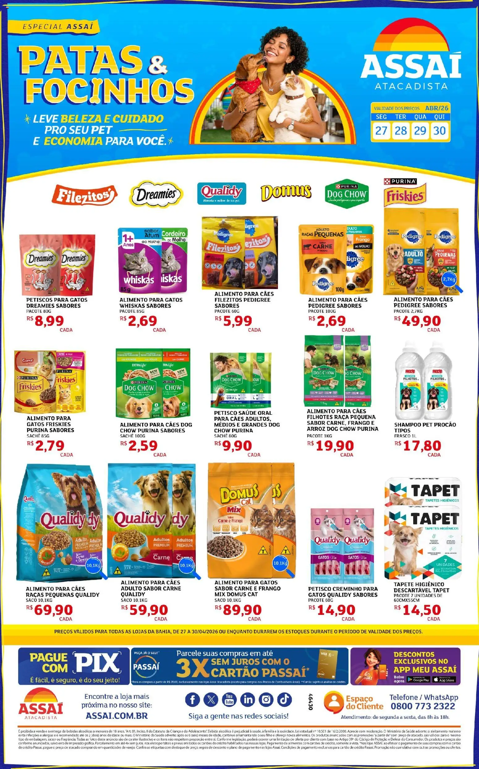 Assaí Atacadista Folheto - válido de 27.04.2026 | Página: 1 | Produtos: Tapete, Base, Tapete higiênico, Bebida