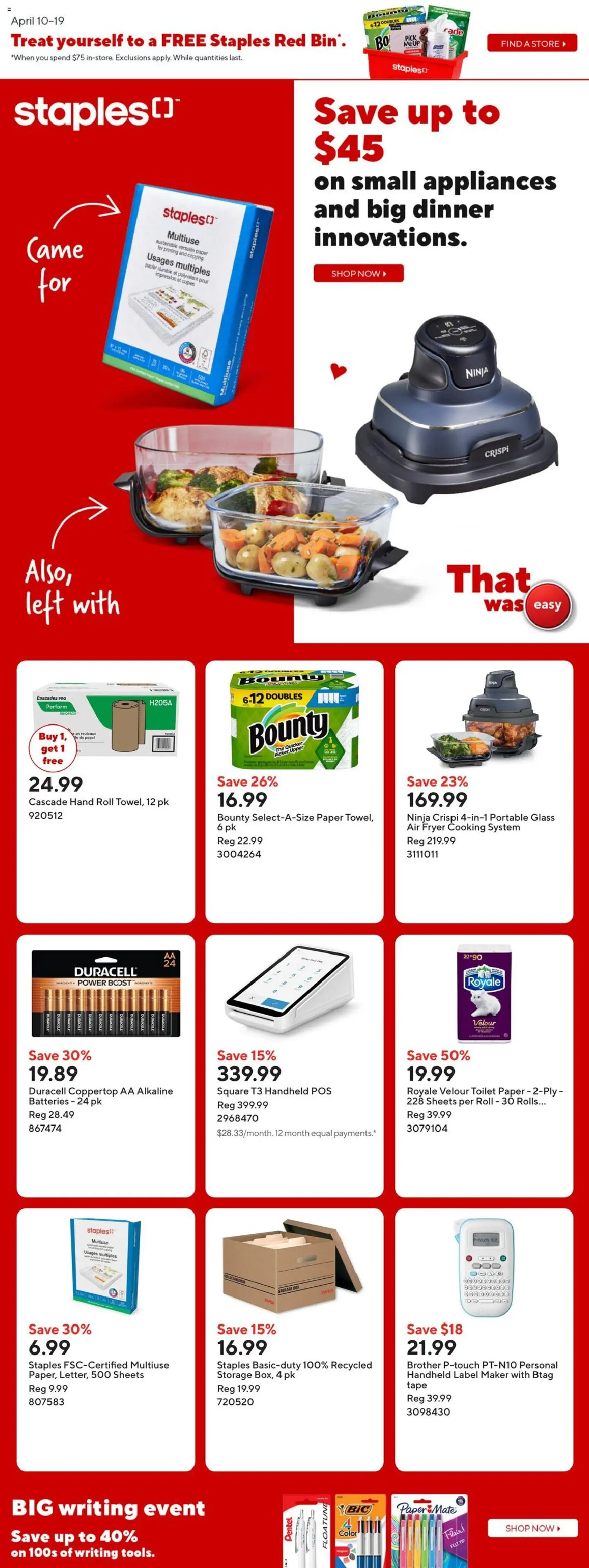 Staples flyer valid from 10.04.2026 | Page: 1 | Products: Fryer, Box