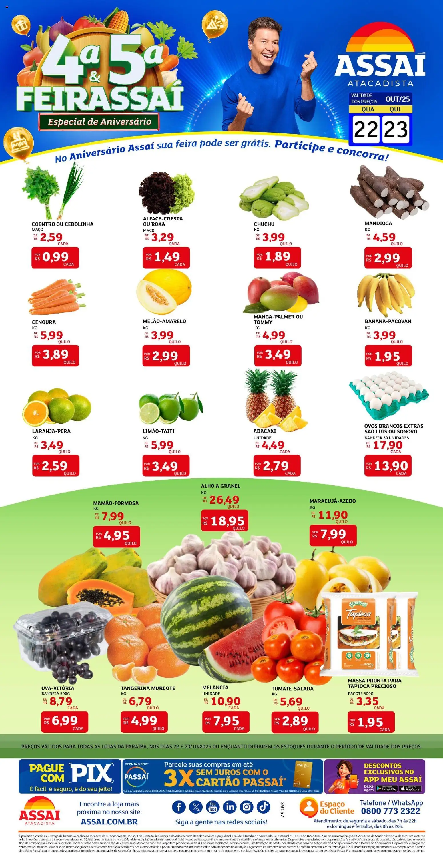 Assaí Atacadista Folheto - válido de 22.10.2025 | Página: 1 | Produtos: Ovos, Bebida, Bandeja, Telefone