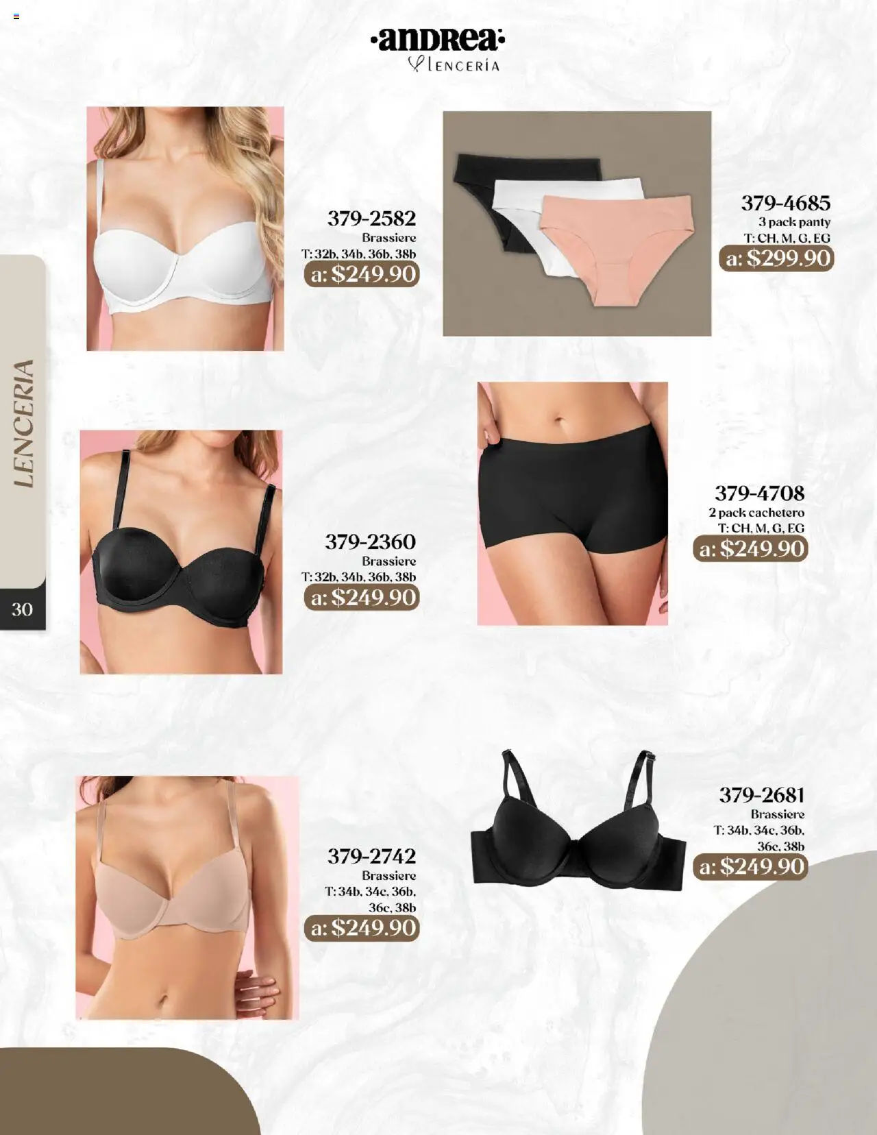 Nuevas ofertas de Andrea válidas en toda la República Mexicana desde el 24.08.2025. ¡Encuentra las mejores ofertas en Andrea - Catálogo Esenciales de Otoño! | Página: 30 | Productos: Lenceria, Cachetero