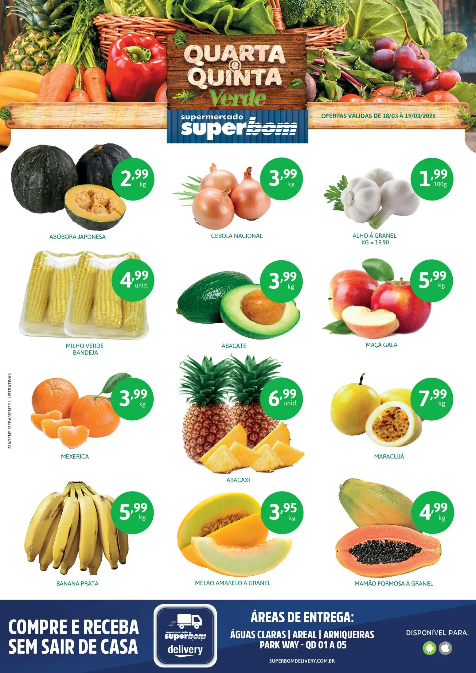 Superbom Folheto - válido de 18.03.2026 | Página: 1 | Produtos: Melão, Alho, Cebola, Mamão