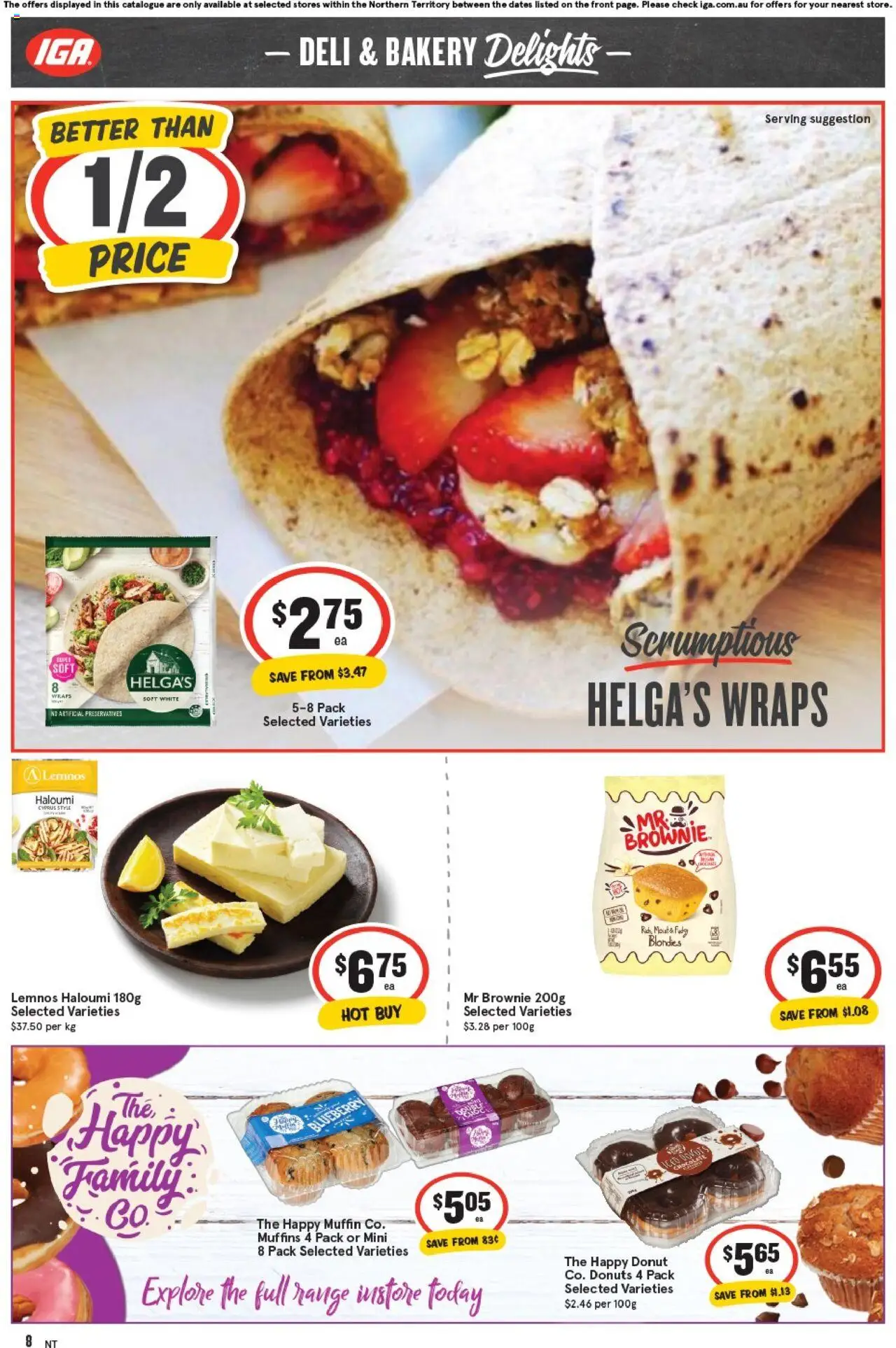 IGA catalogue - valid from 17.09.2025 | Page: 8 | Products: Donuts, Chocolate, Muffins, Bakery
