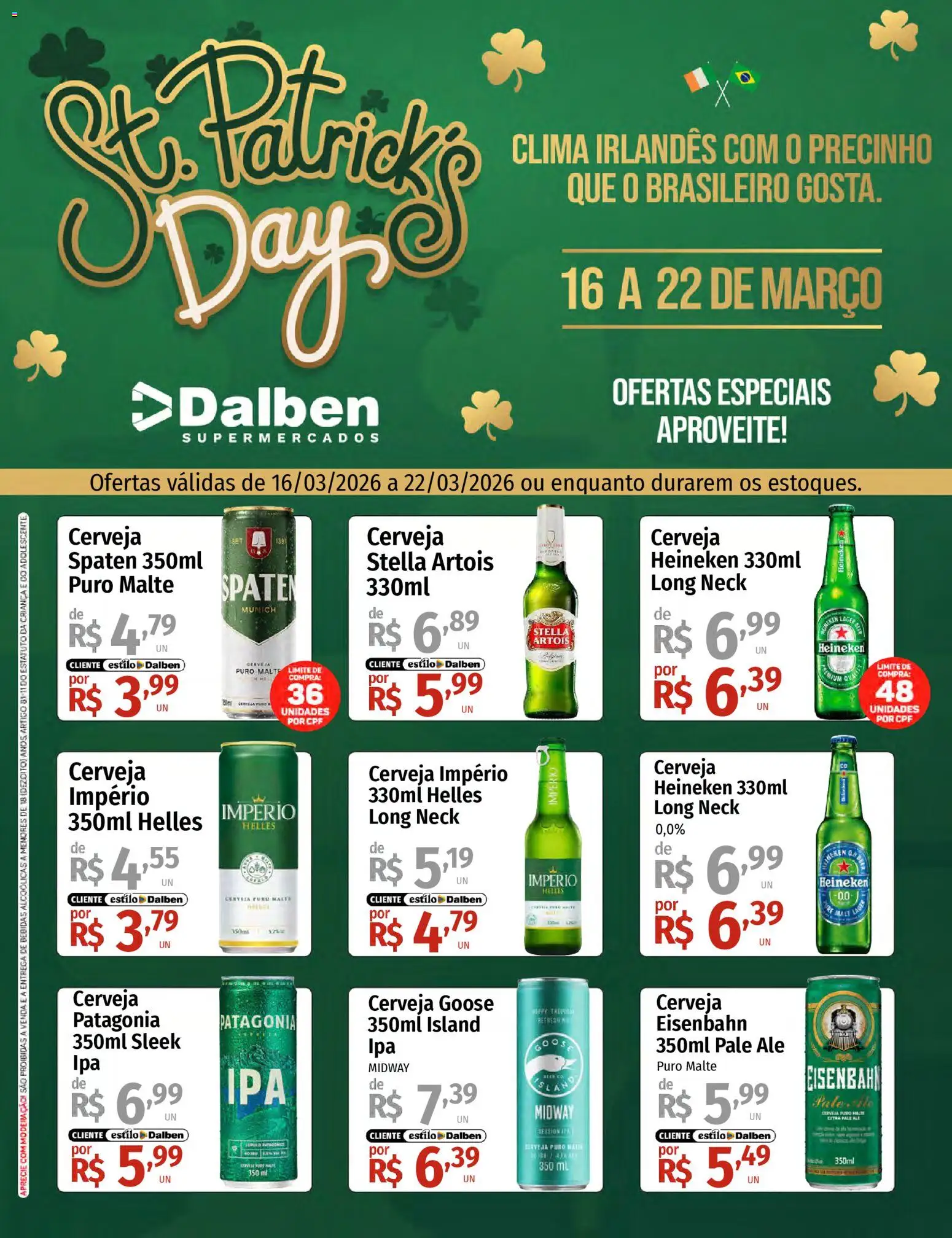 Supermercado Dalben Folheto - válido de 16.03.2026 | Página: 1 | Produtos: Eisenbahn, Cerveja, Heineken