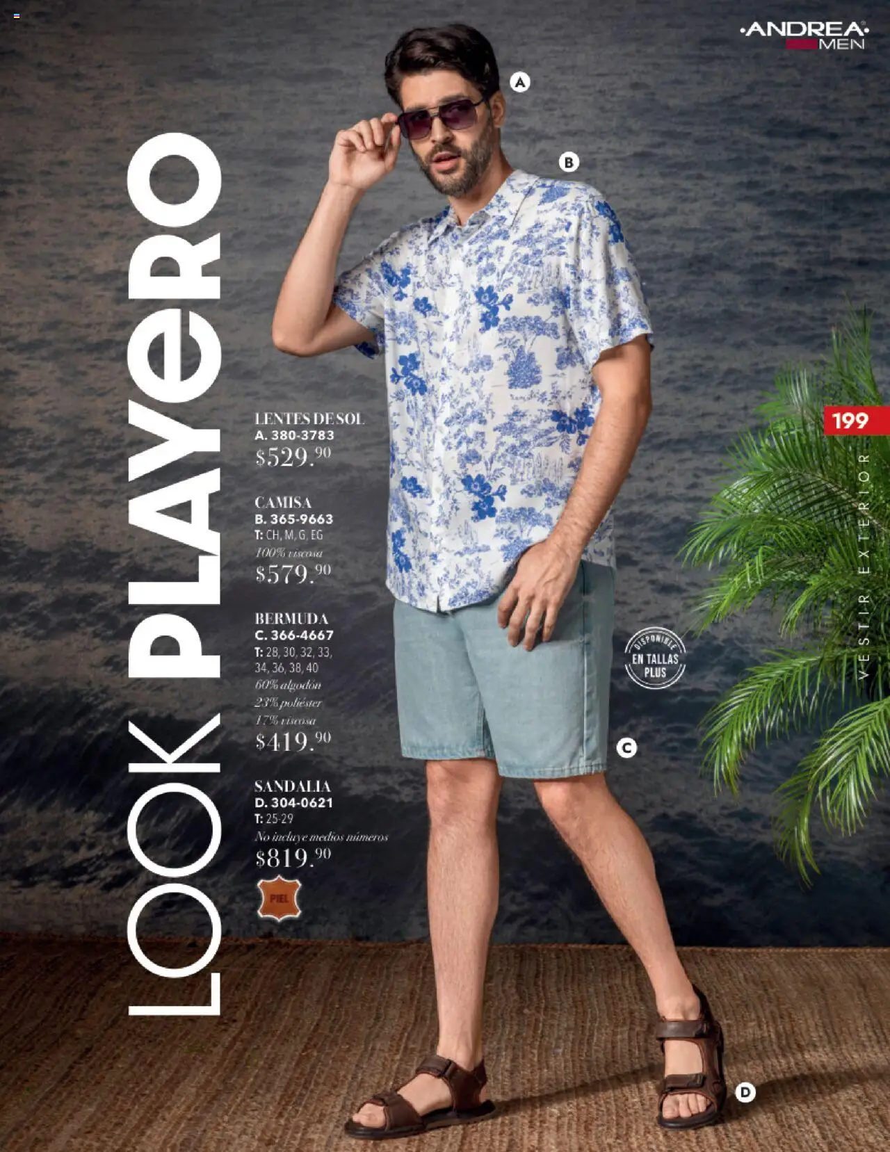 Nuevas ofertas de Andrea válidas en toda la República Mexicana desde el 17.08.2025. ¡Encuentra las mejores ofertas en Andrea - Catálogo Tropical Otoño / Invierno! | Página: 199 | Productos: Lentes, Camisa, Algodón, Bermuda