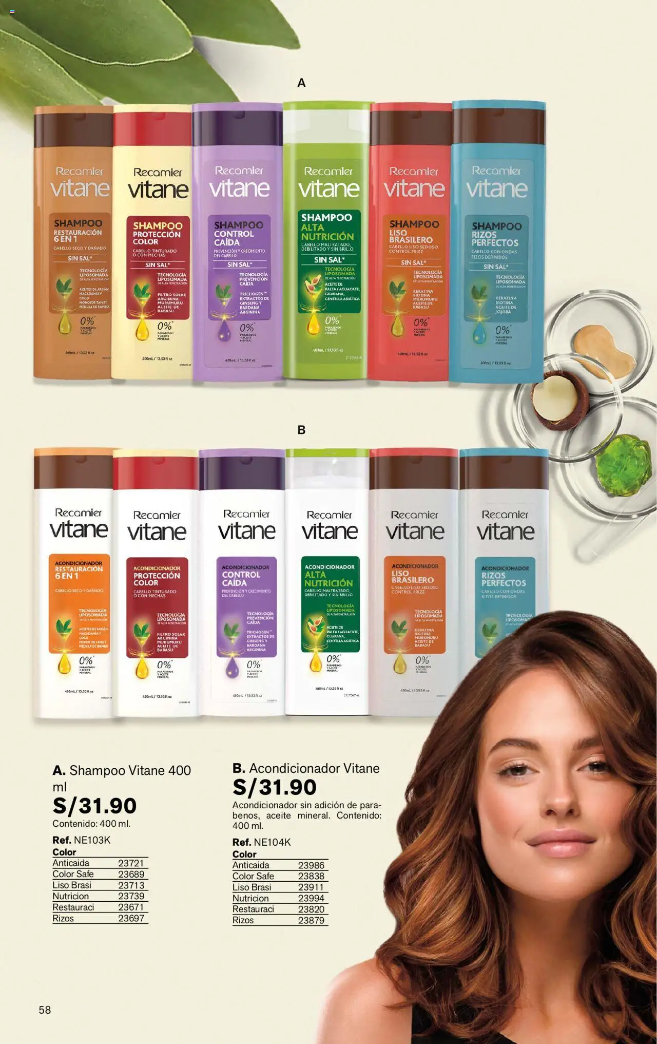 Catálogo Leonisa válido desde 24.06.2025 | Página: 58 | Productos: Shampoo, Acondicionador, Aceite