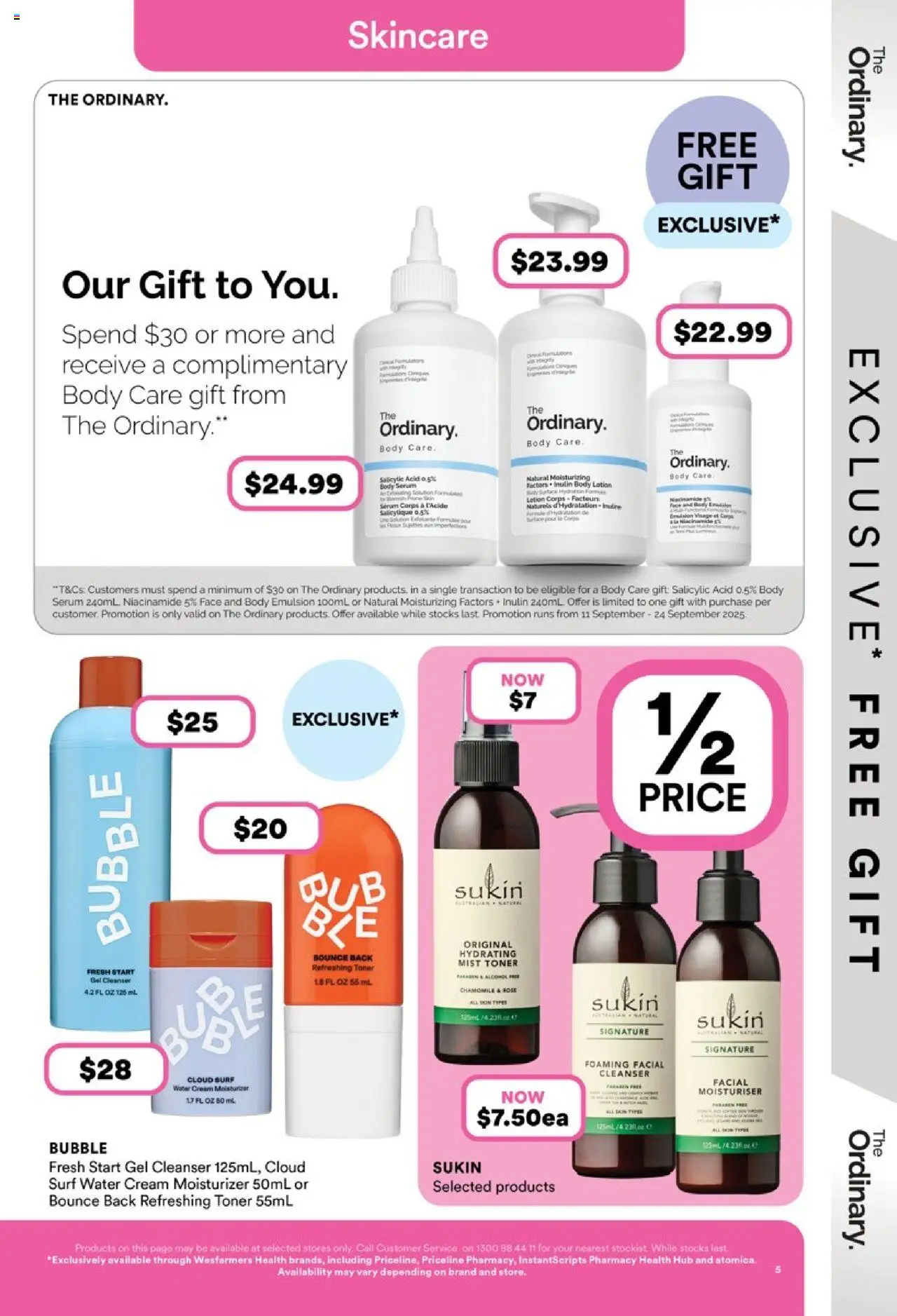 Priceline Pharmacy catalogue - valid from 11.09.2025 | Page: 5 | Products: Lotion, Water, Body lotion, Toner