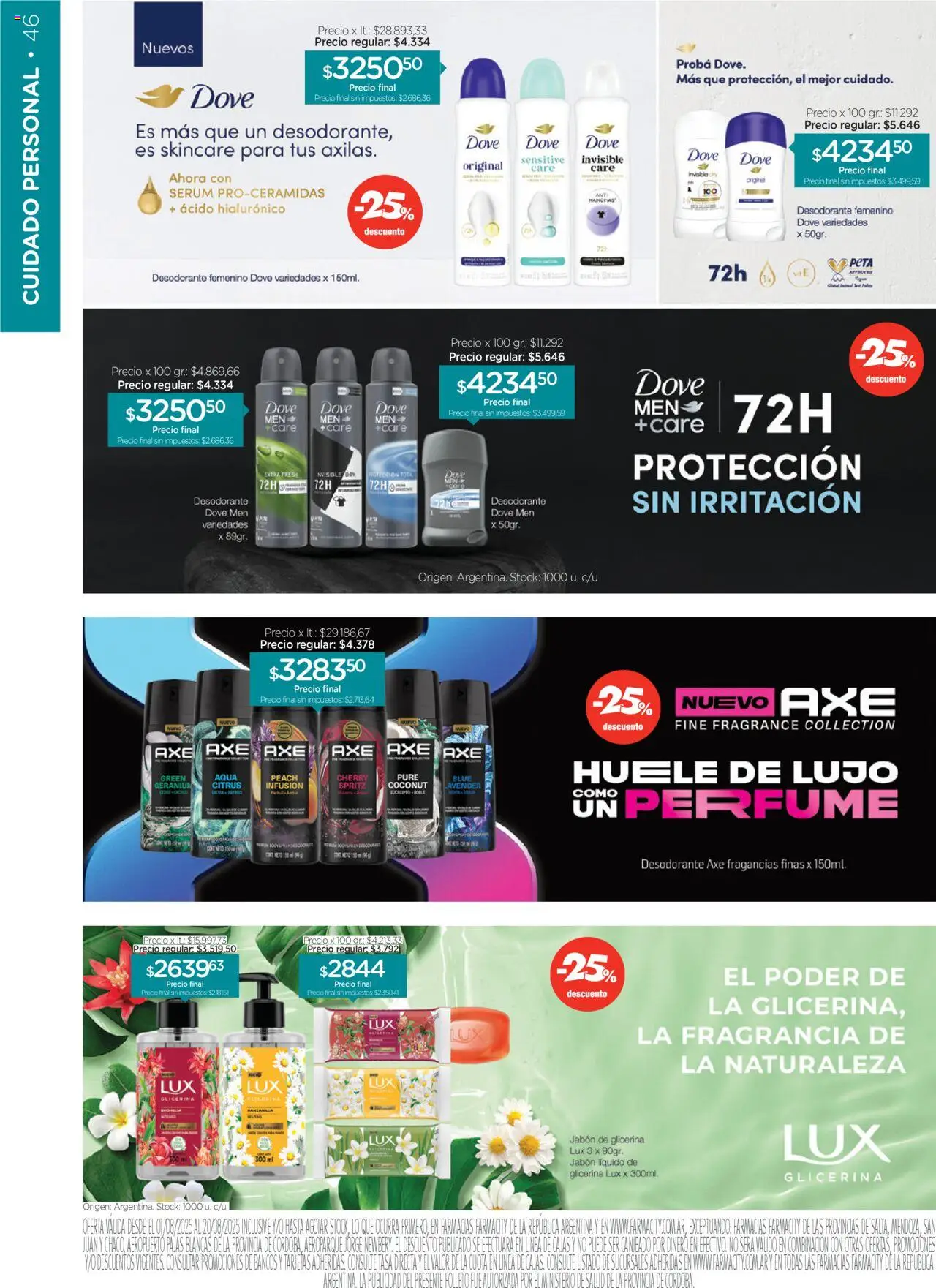 Farmacity catálogo │ válido desde el 01.08.2025 | Página: 46 | Productos: Perfume, Jabón líquido, Serum, Jabón