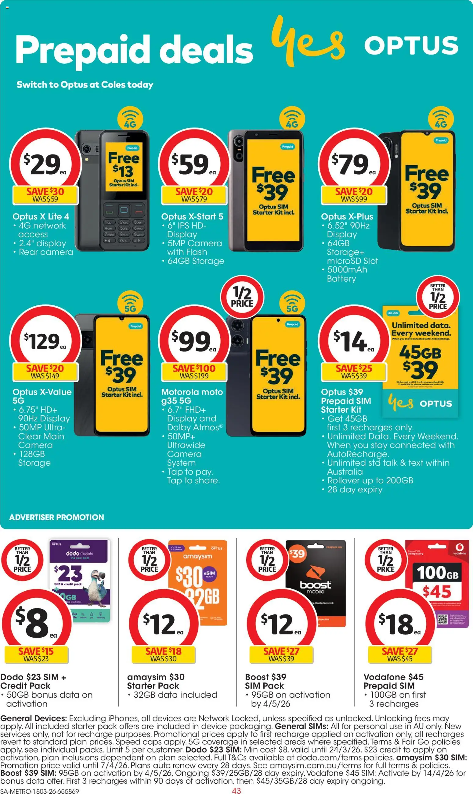 Coles catalogue - valid from 18.03.2026 | Page: 43 | Products: Battery, Tap, Device, Mobile