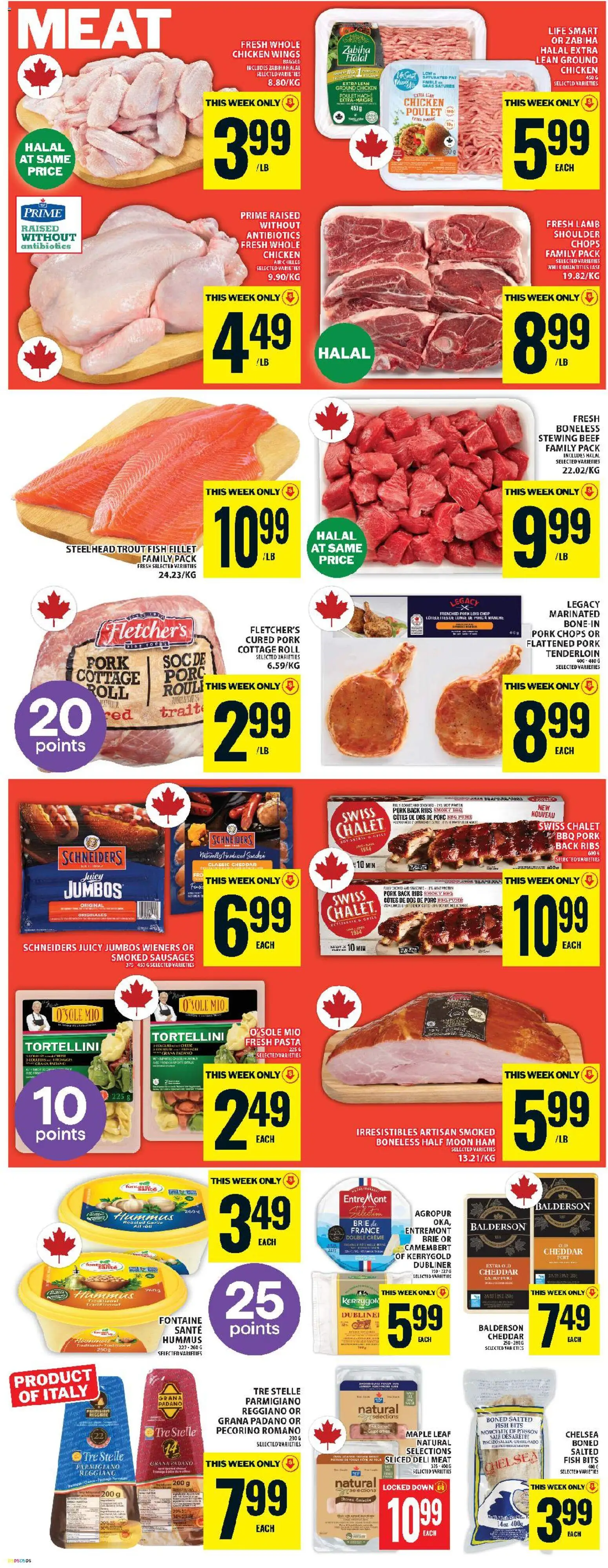 Food Basics flyer valid from 11.12.2025 | Page: 9 | Products: Fish, Beef, Chicken wings, Cheese