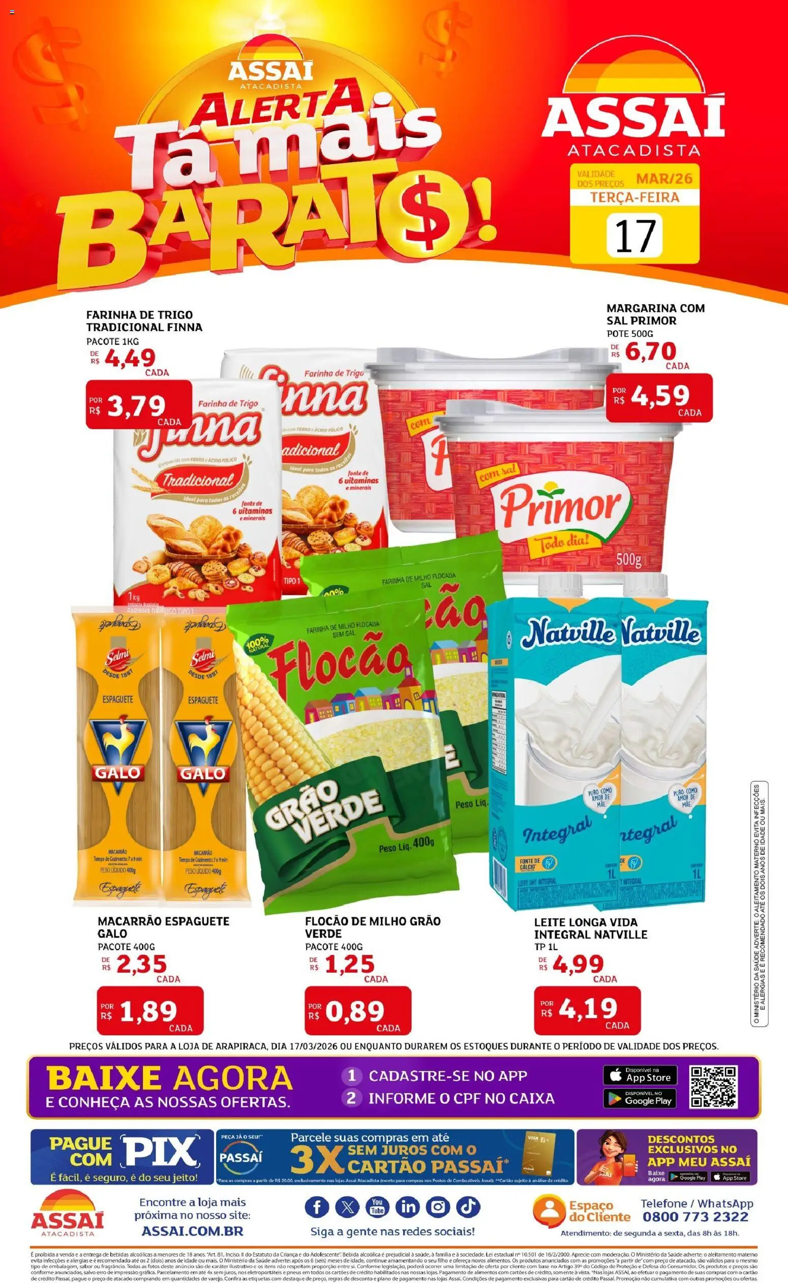 Assaí Atacadista Folheto - válido de 17.03.2026 | Página: 1 | Produtos: Ferro, Espaguete, Base, Sal