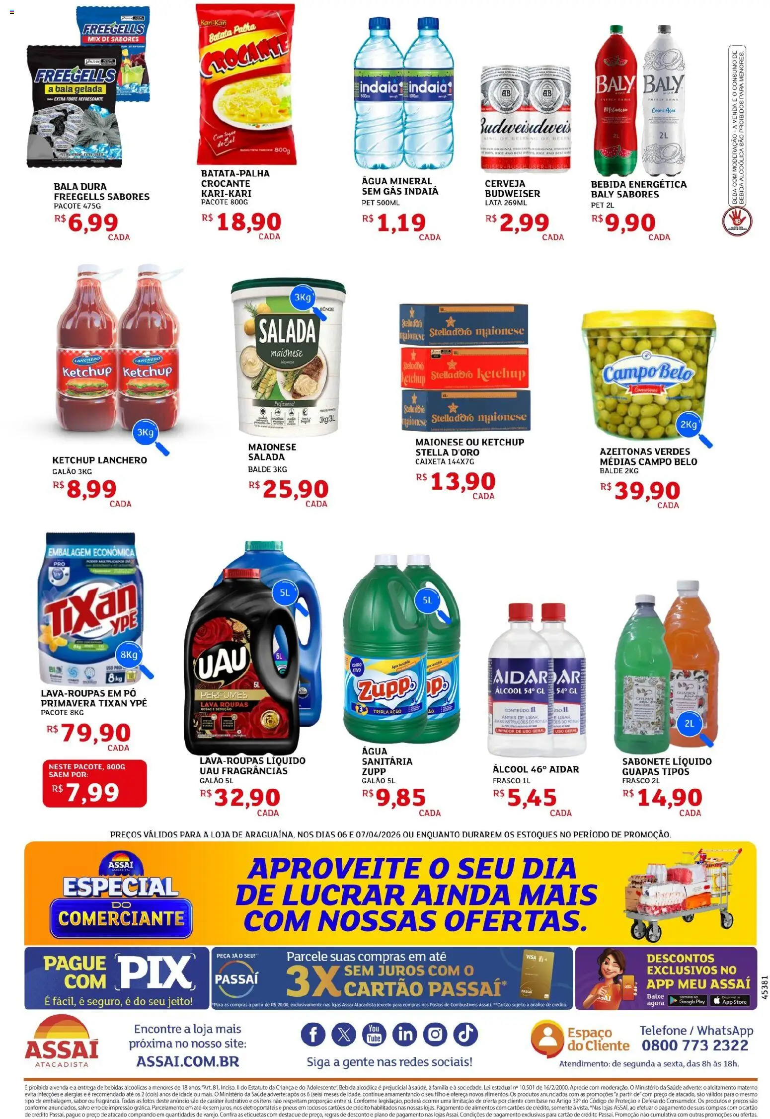 Assaí Atacadista Folheto - válido de 06.04.2026 | Página: 2 | Produtos: Cerveja, Batata, Telefone, Maionese