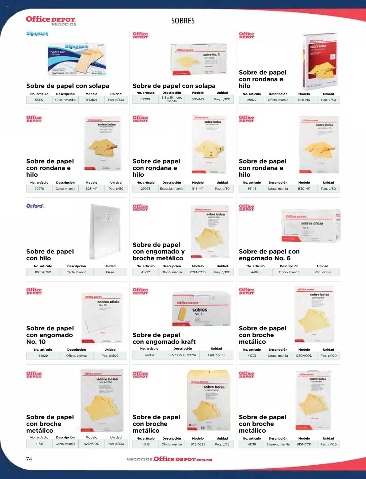 Nuevas ofertas de Office Depot válidas en toda la República Mexicana desde el 09.01.2025. ¡Encuentra las mejores ofertas en Office Depot catálogo 2025! | Página: 76 | Productos: Crema, Bolsa, Rondana, Sobre
