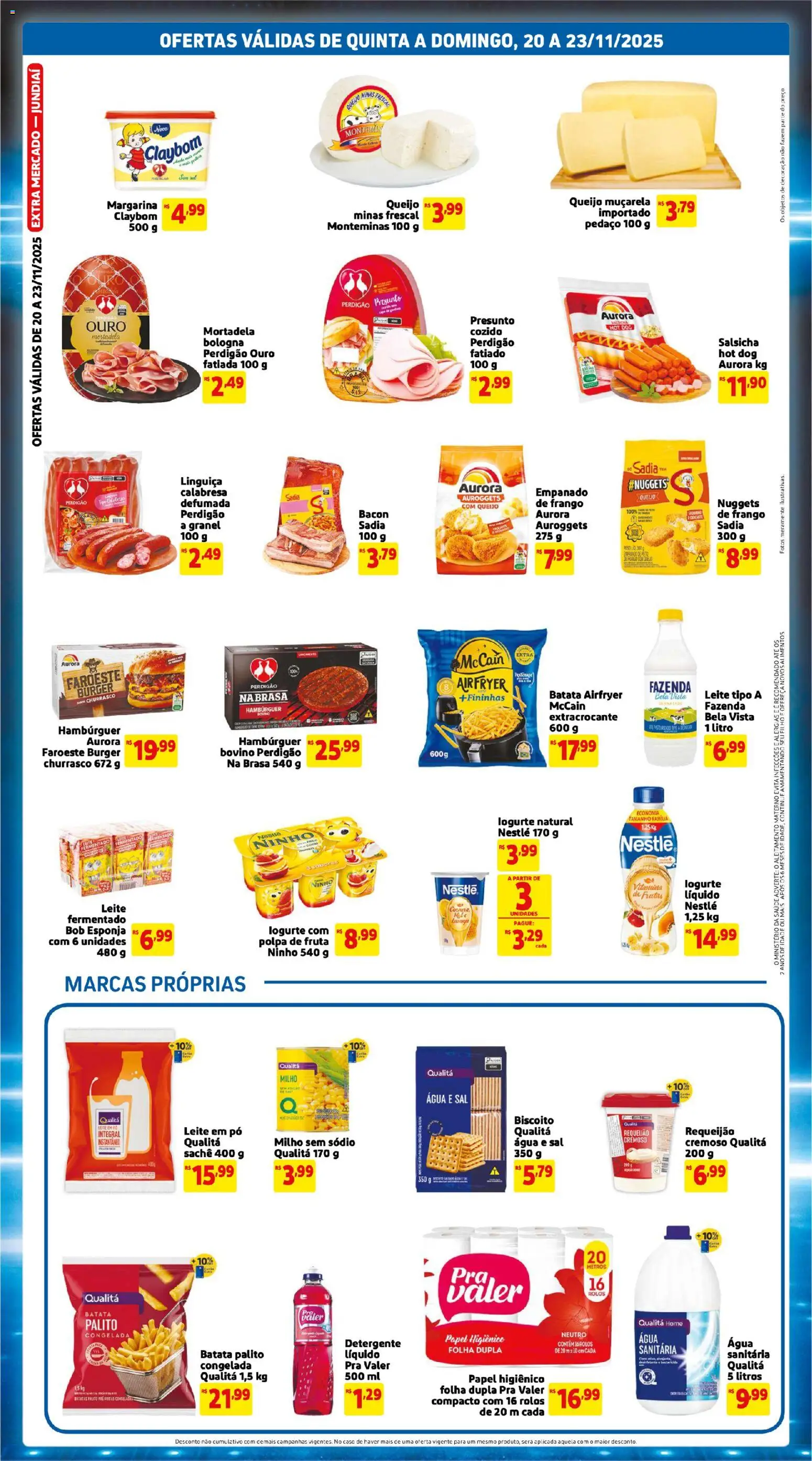 Extra Folheto - válido de 20.11.2025 | Página: 3 | Produtos: Leite, Hambúrguer, Sal, Requeijão