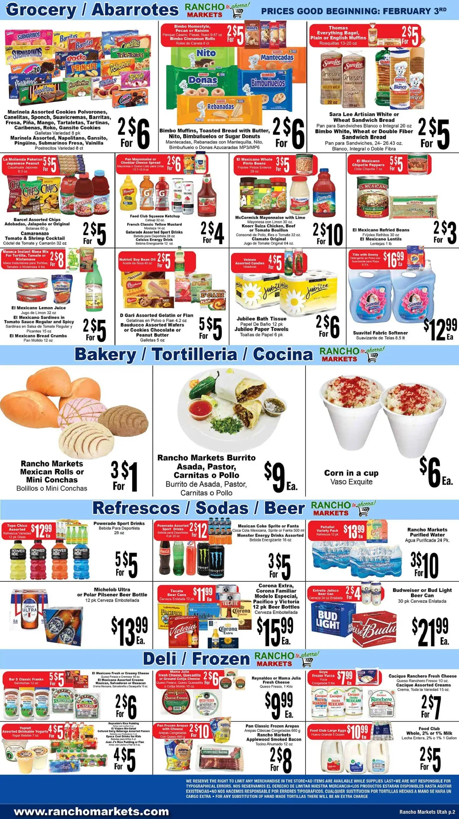 Rancho Markets Weekly Ad - valid from 03.02.2026 | Page: 2 | Products: Bread, Cookies, Raisins, Water