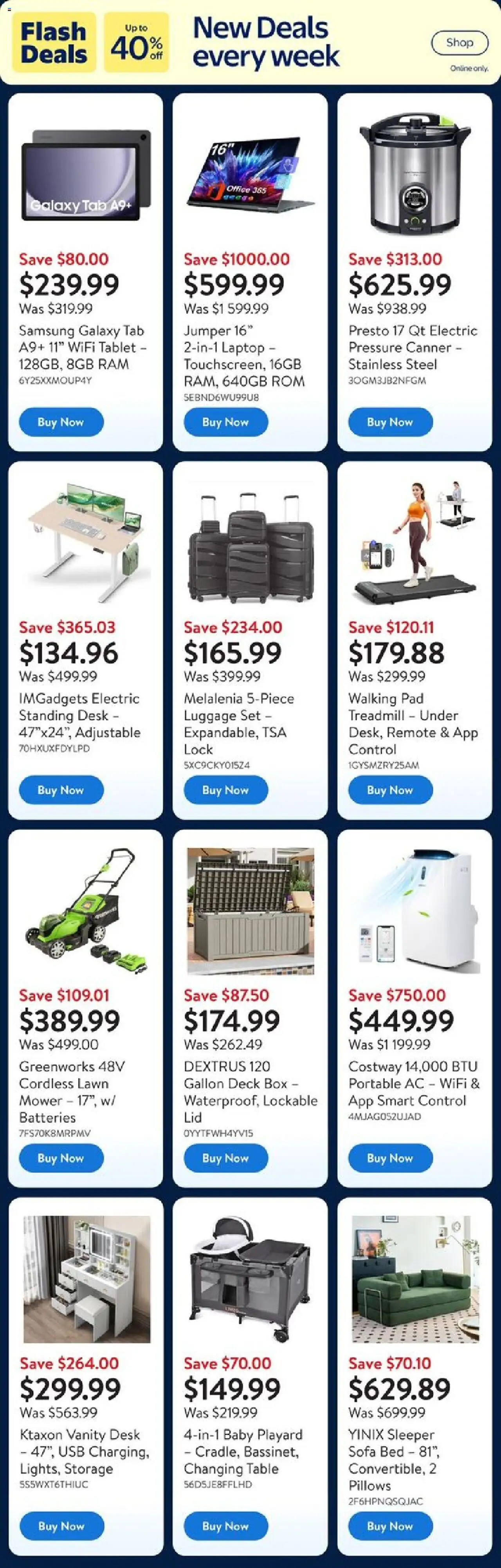 Walmart flyer valid from 02.10.2025 | Page: 11 | Products: Tablet, Bed, Table, Box
