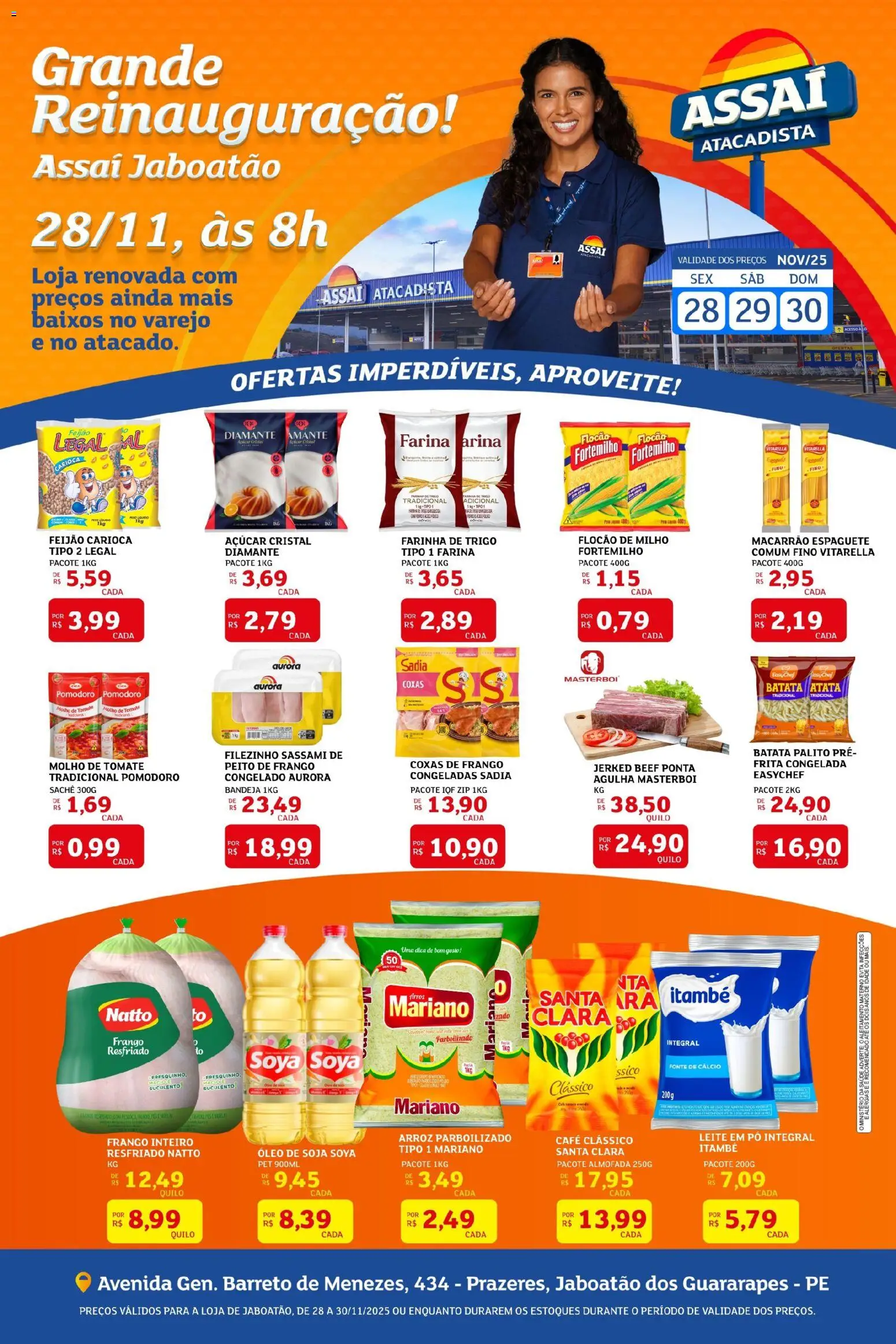 Assaí Atacadista Folheto - válido de 28.11.2025 | Página: 1 | Produtos: Óleo, Café, Macarrão, Peito de frango