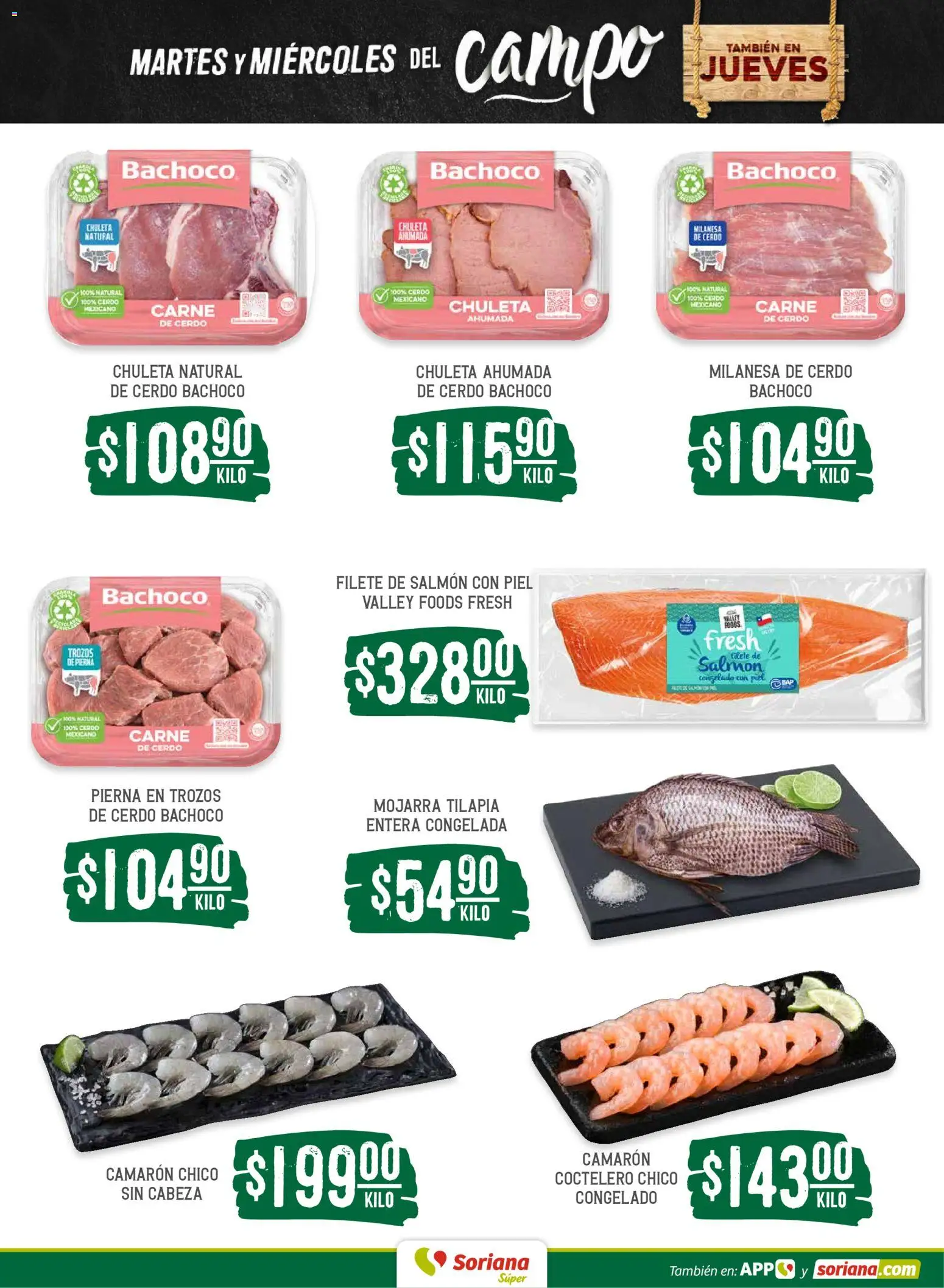 Nuevas ofertas de Soriana válidas en toda la República Mexicana desde el 14.04.2026. ¡Encuentra las mejores ofertas en Soriana Martes y Miércoles del Campo Súper: Tamaulipas (excepto Cd. Victoria y Tampico)! | Página: 5 | Productos: Milanesa, Cerdo