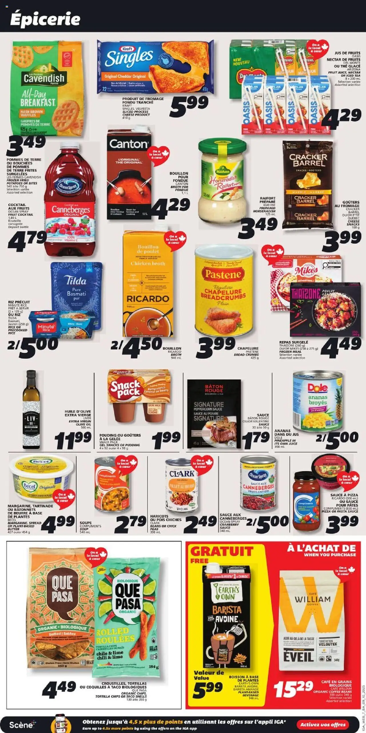 IGA flyer valid from 09.10.2025 | Page: 13 | Products: Pineapple, Pasta, Pizza, Chicken