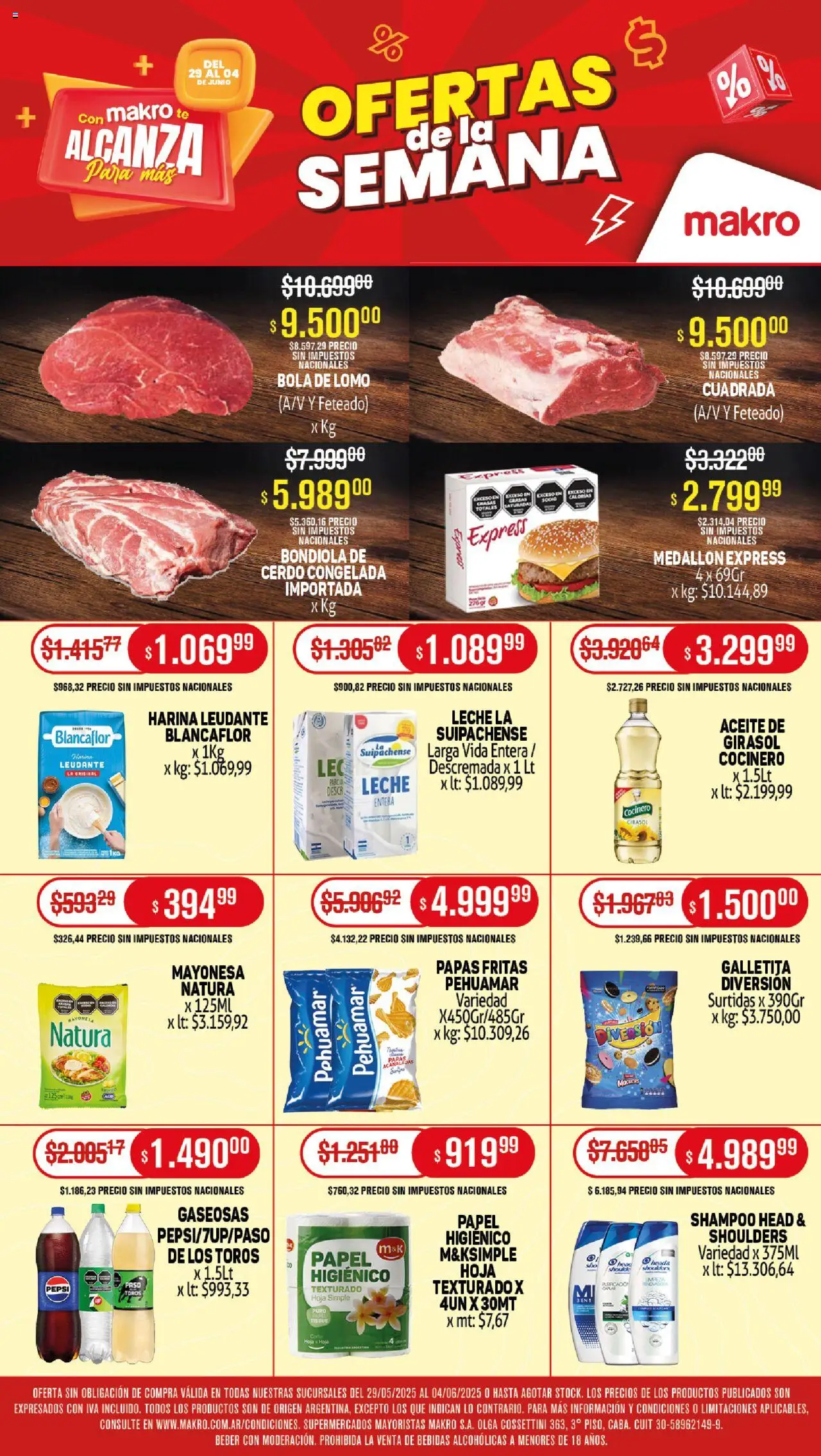 Makro ofertas │ válido desde el 29.05.2025 | Página: 1 | Productos: Aceite, Leche, Cerdo, Papas fritas
