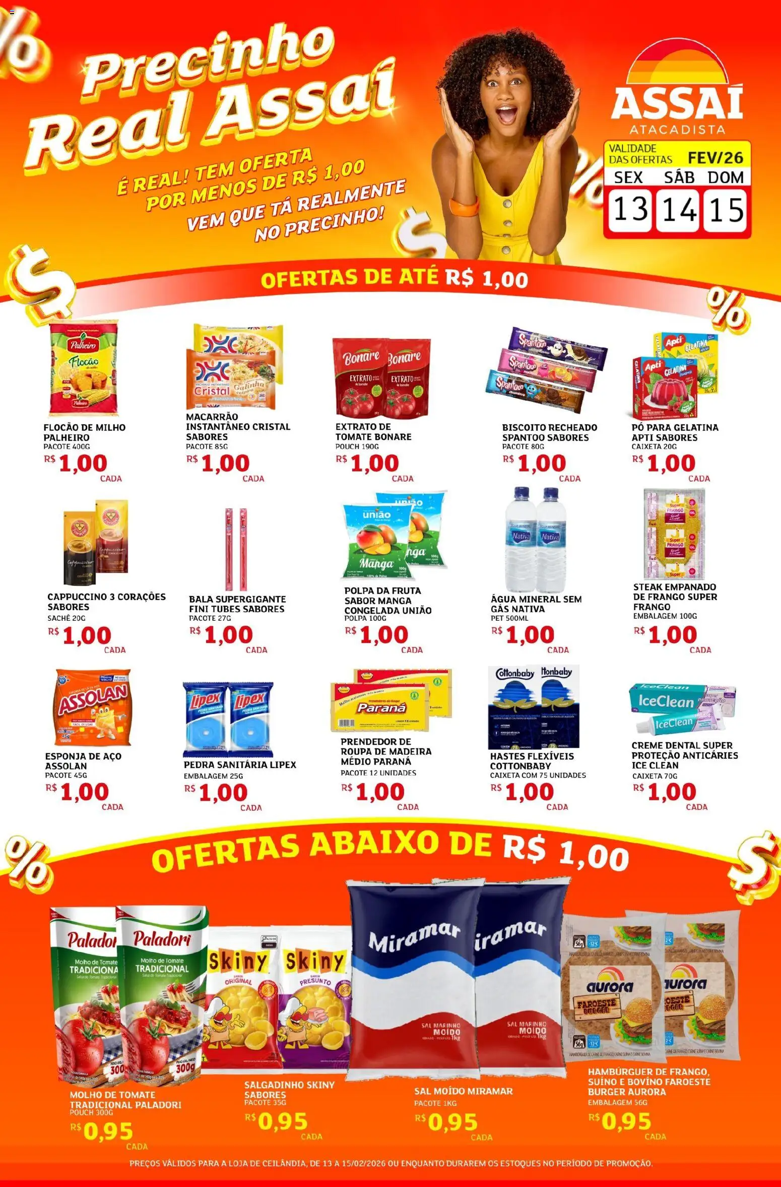 Assaí Atacadista Folheto - válido de 13.02.2026 | Página: 1 | Produtos: Creme, Sal, Creme dental, Gelatina