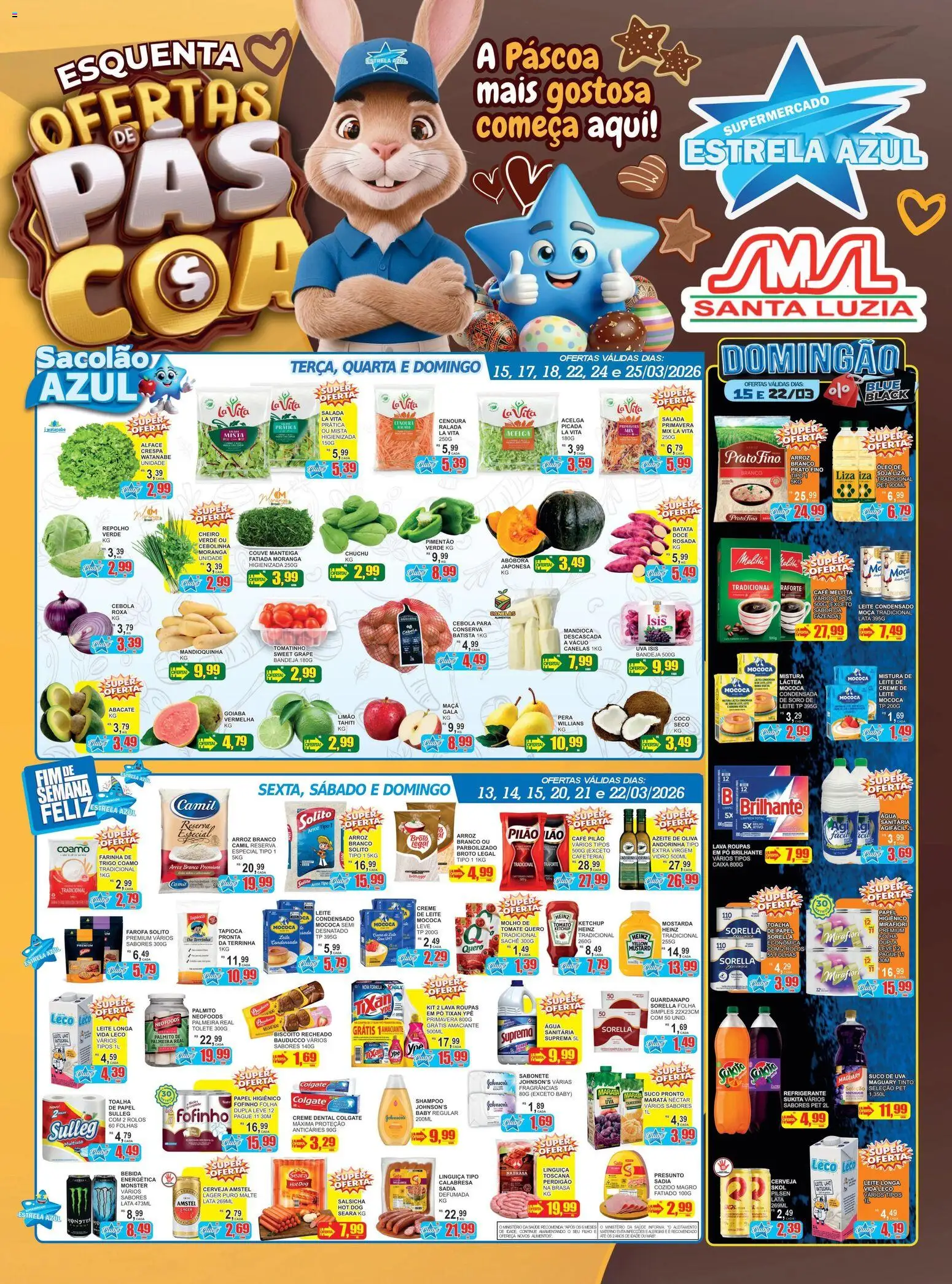 Estrela Azul Folheto - válido de 12.03.2026 | Página: 1 | Produtos: Pera, Leite, Café pilão, Creme dental