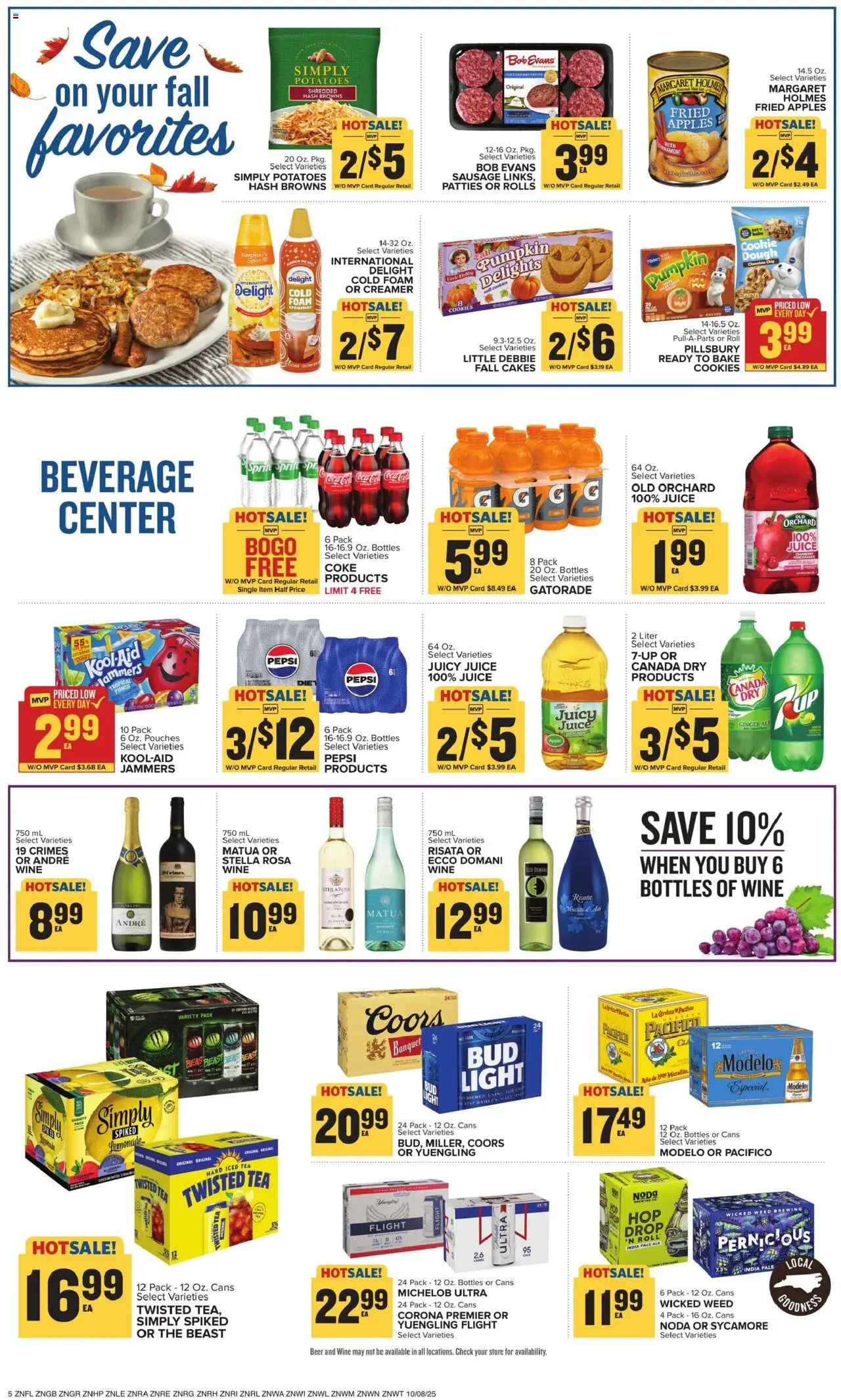 Food Lion Weekly Ad - valid from 08.10.2025 | Page: 9 | Products: Juice, Beer, Sausage, Pumpkin