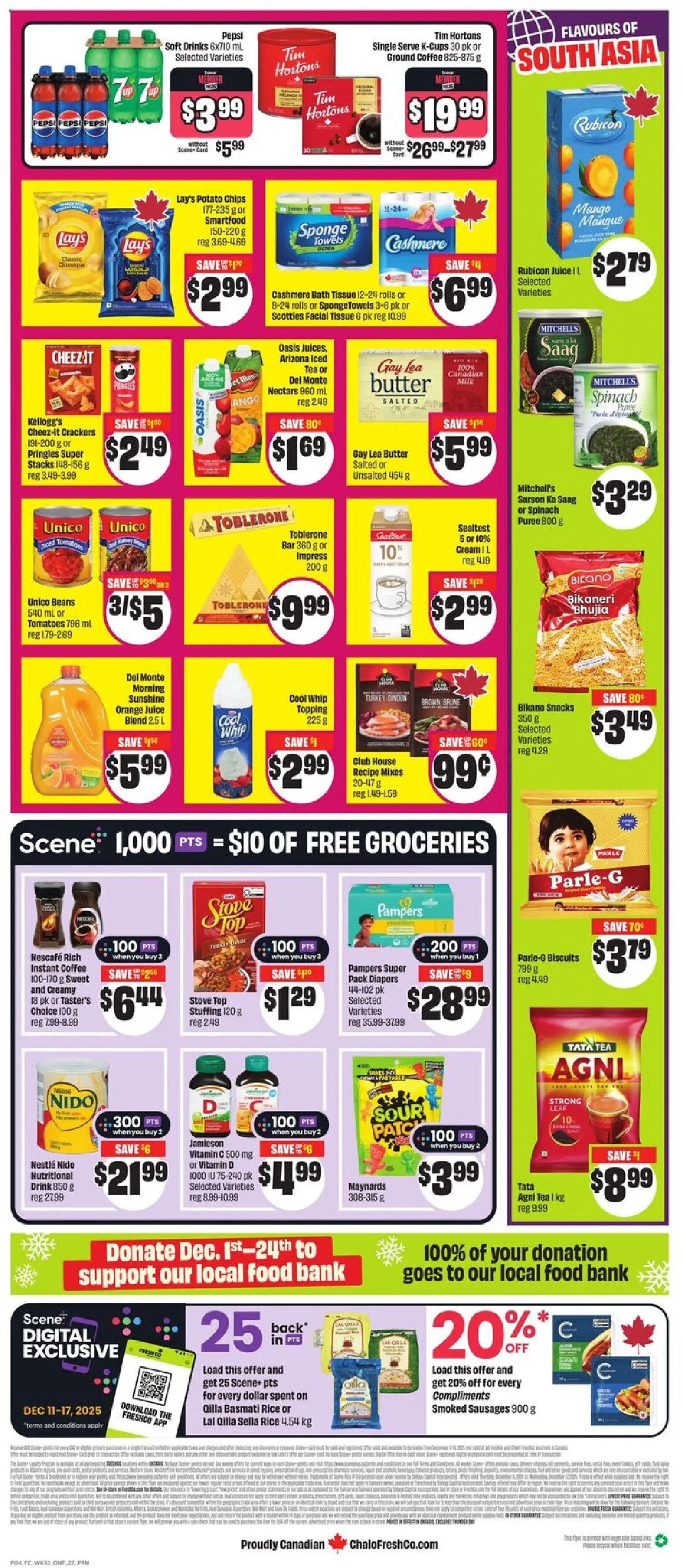 FreshCo flyer valid from 11.12.2025 | Page: 2 | Products: Rice, Sponge, Milk, Tomatoes