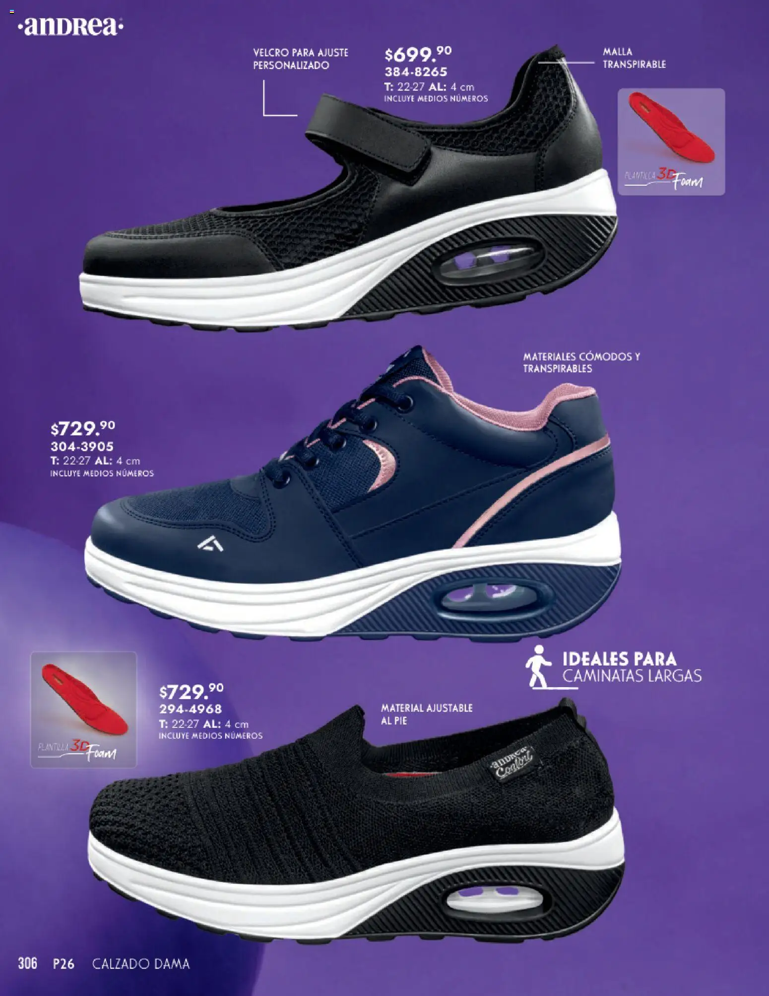 Nuevas ofertas de Andrea válidas en toda la República Mexicana desde el 25.01.2026. ¡Encuentra las mejores ofertas en Andrea catálogo Calzado Dama! | Página: 306 | Productos: Malla