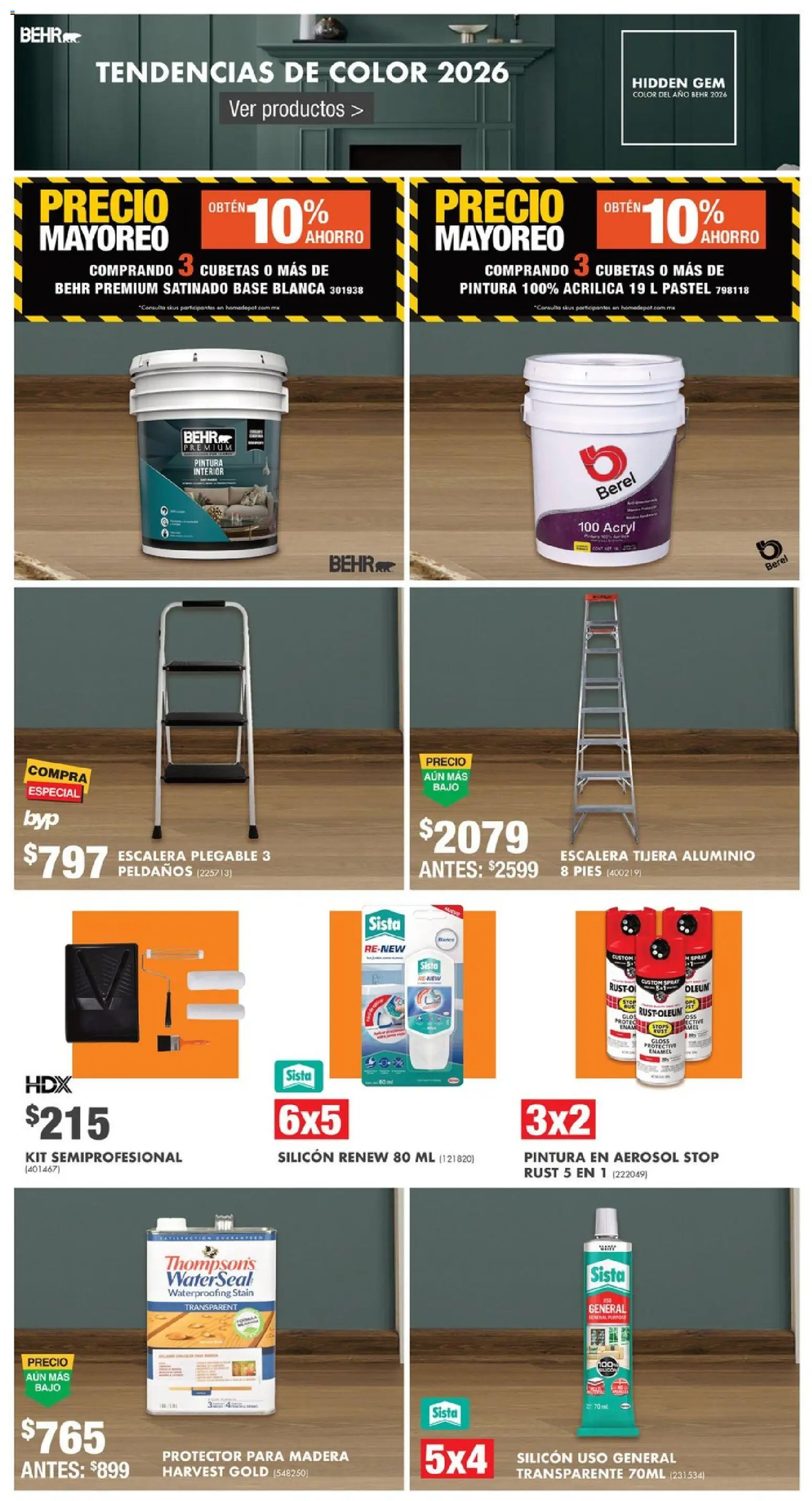 Nuevas ofertas de Home Depot válidas en toda la República Mexicana desde el 26.12.2025. ¡Encuentra las mejores ofertas en Home Depot catálogo ! | Página: 12 | Productos: Tijera, Pastel, Pintura, Escalera