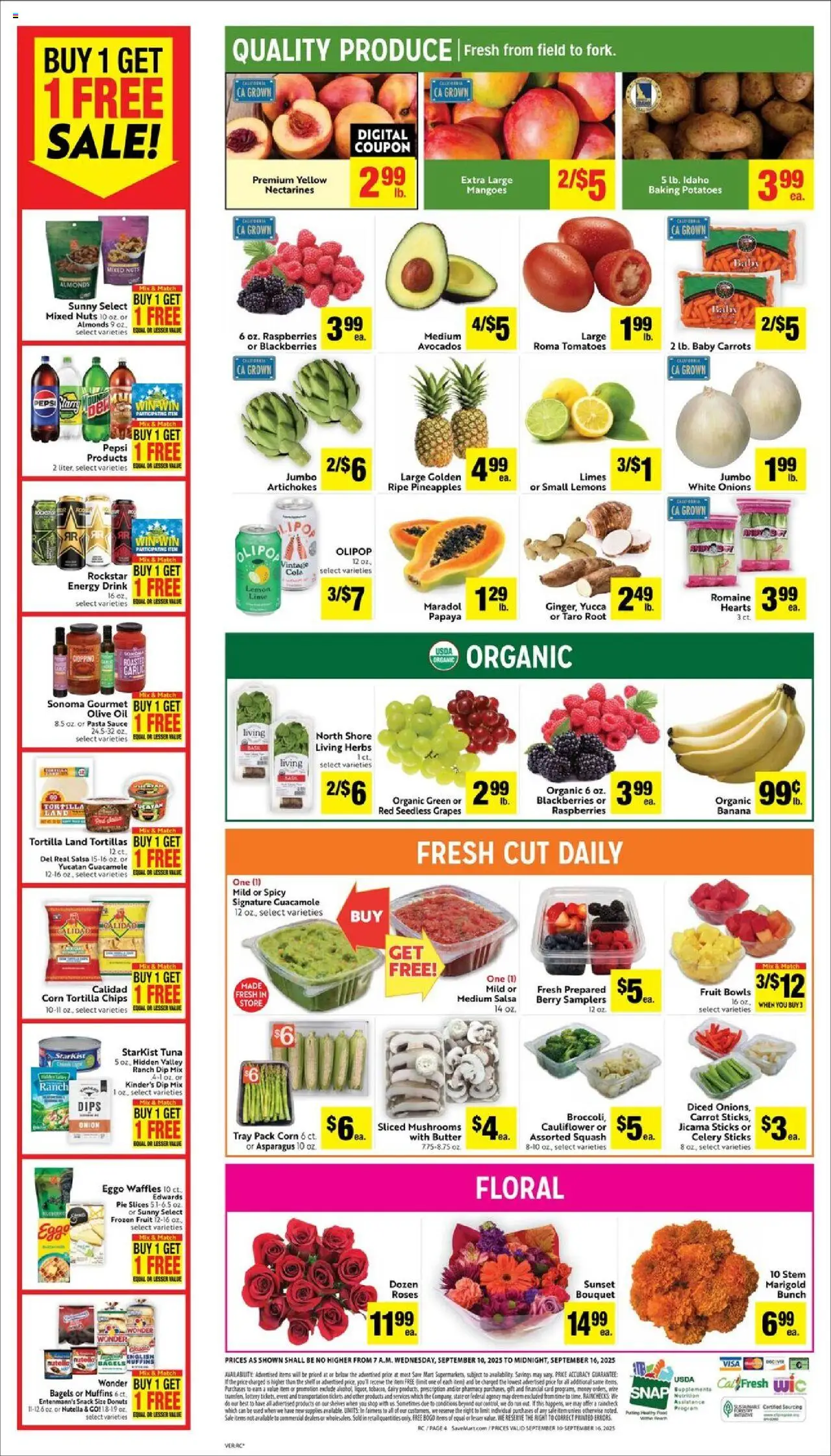 Save Mart Weekly - CA - valid from 10.09.2025 | Page: 6 | Products: Butter, Pasta, Nuts, Lemon