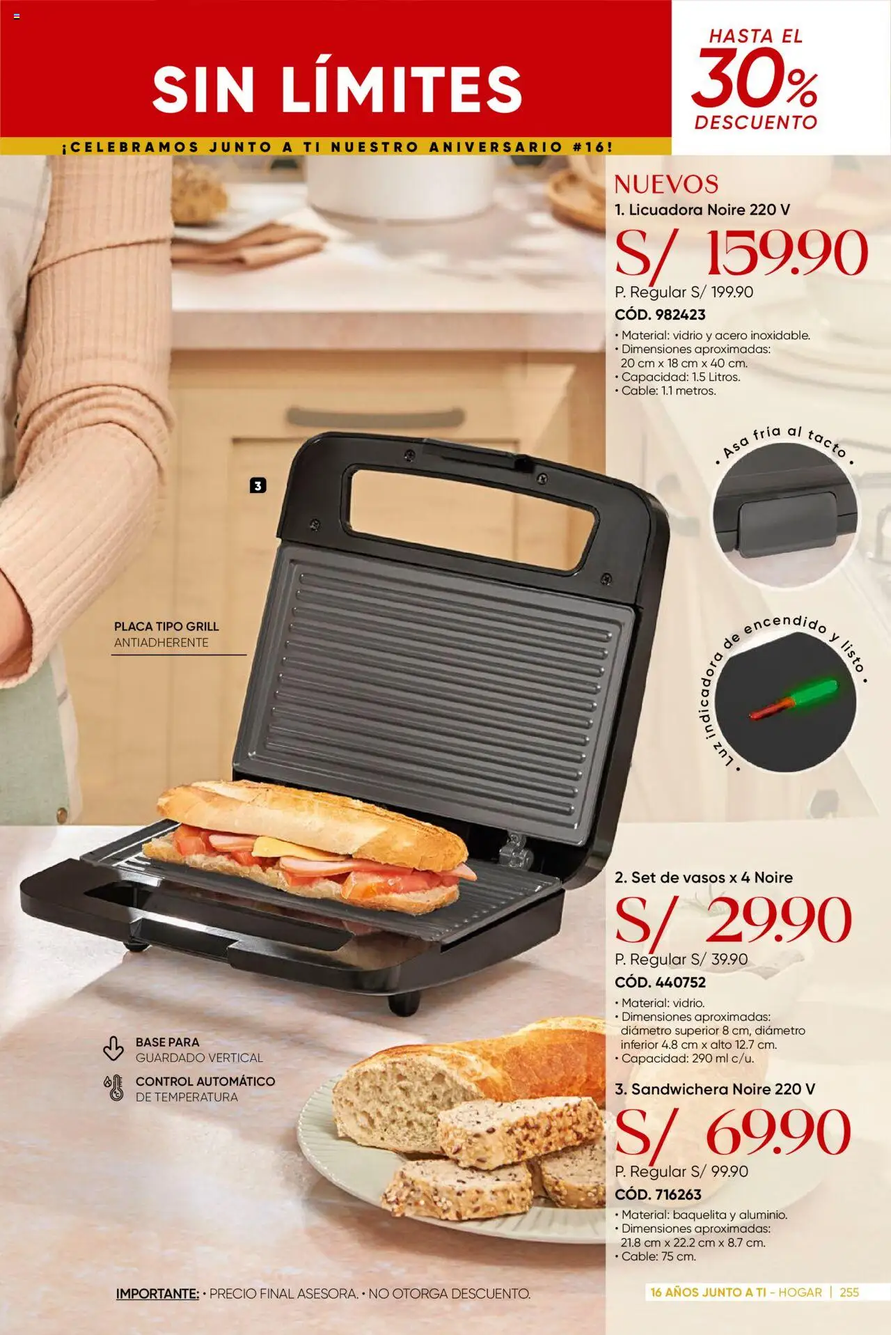 Catálogo Azzorti válido desde 15.09.2025 | Página: 259 | Productos: Vasos, Cable, Sandwichera, Licuadora