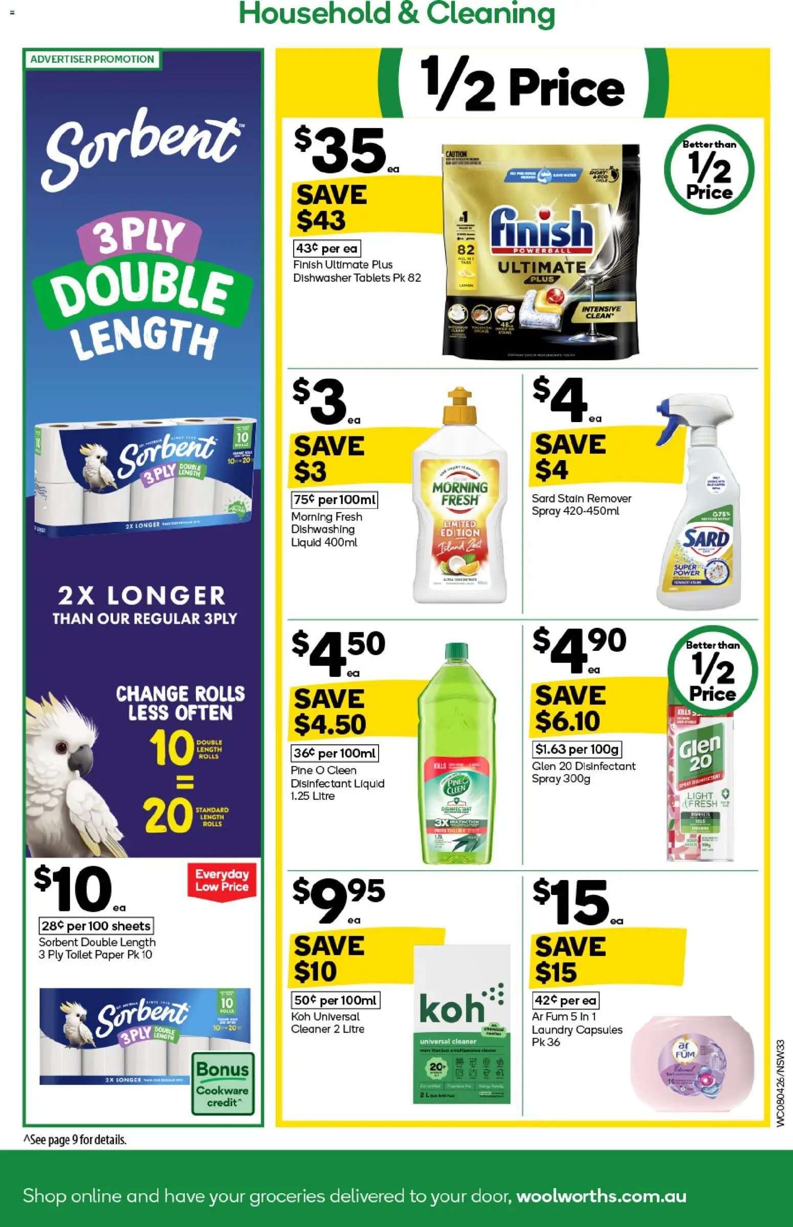 Woolworths catalogue - valid from 08.04.2026 | Page: 33 | Products: Toilet paper, Lemon, Laundry, Dishwasher