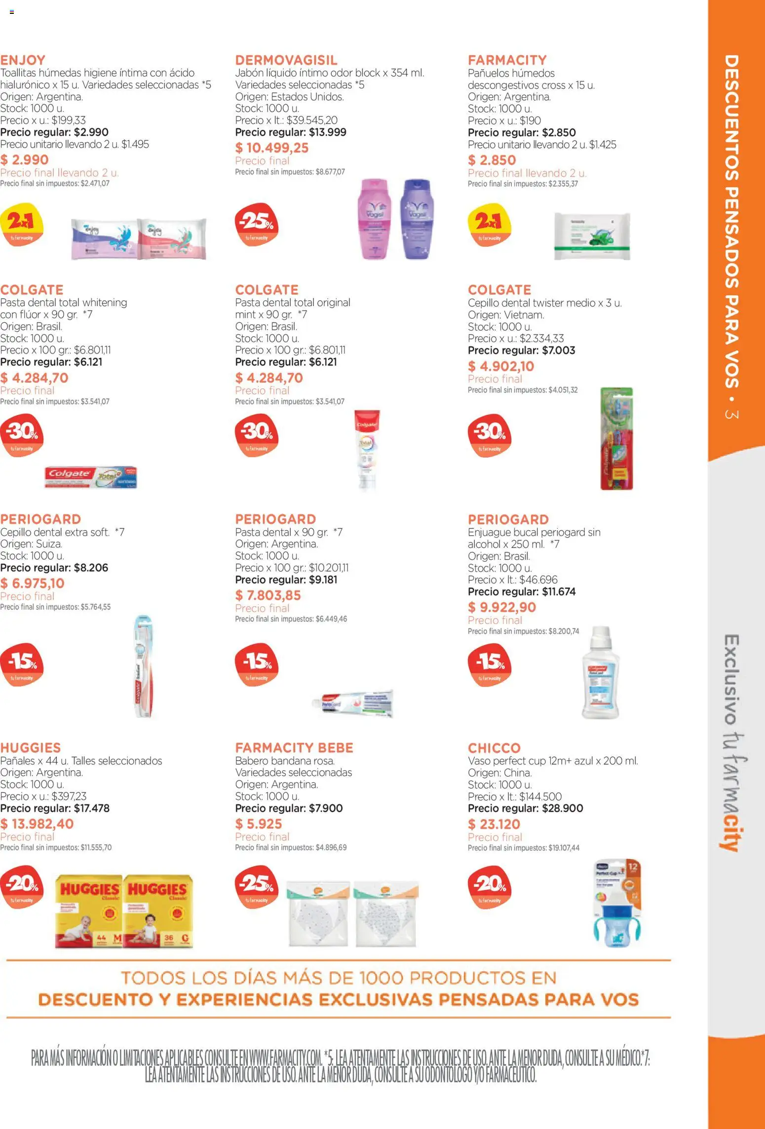 Farmacity catálogo │ válido desde el 09.04.2026 | Página: 3 | Productos: Toallitas húmedas, Jabón, Pasta dental, Pañales