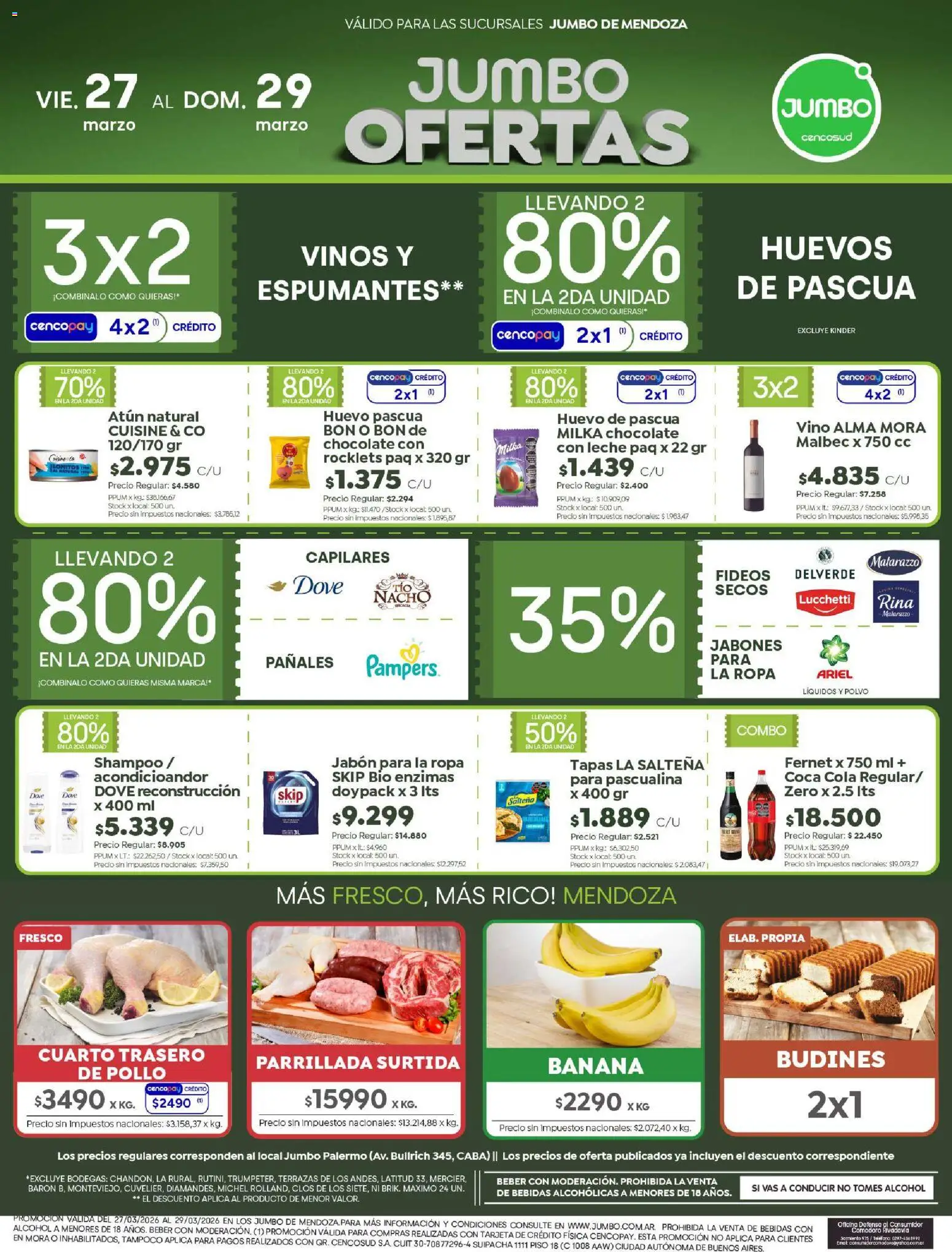 Jumbo - Ofertas | Mendoza │ válido desde el 27.03.2026 | Página: 1 | Productos: Banana, Polvo, Atún, Fideos