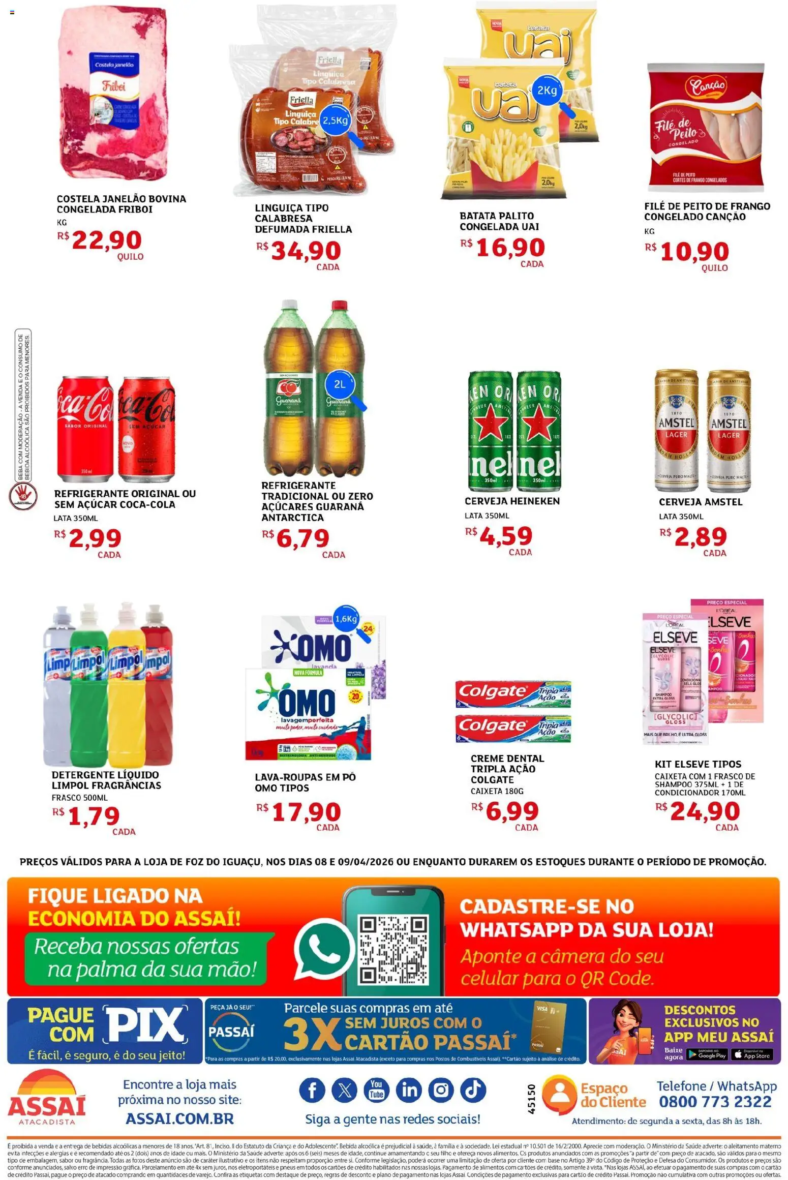 Assaí Atacadista Folheto - válido de 08.04.2026 | Página: 2 | Produtos: Heineken, Creme, Frango, Creme dental