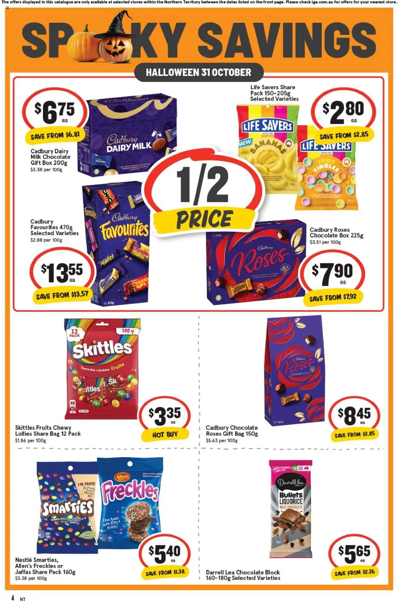 IGA catalogue - valid from 22.10.2025 | Page: 4 | Products: Dairy, Chocolate, Bananas, Bag
