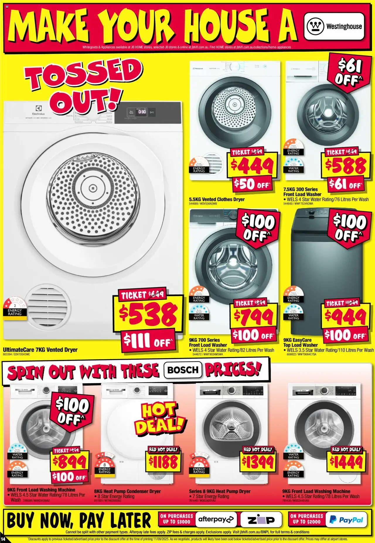 JB Hi-Fi catalogue - valid from 25.09.2025 | Page: 14 | Products: Water, Washing machine, Dryer, Washer
