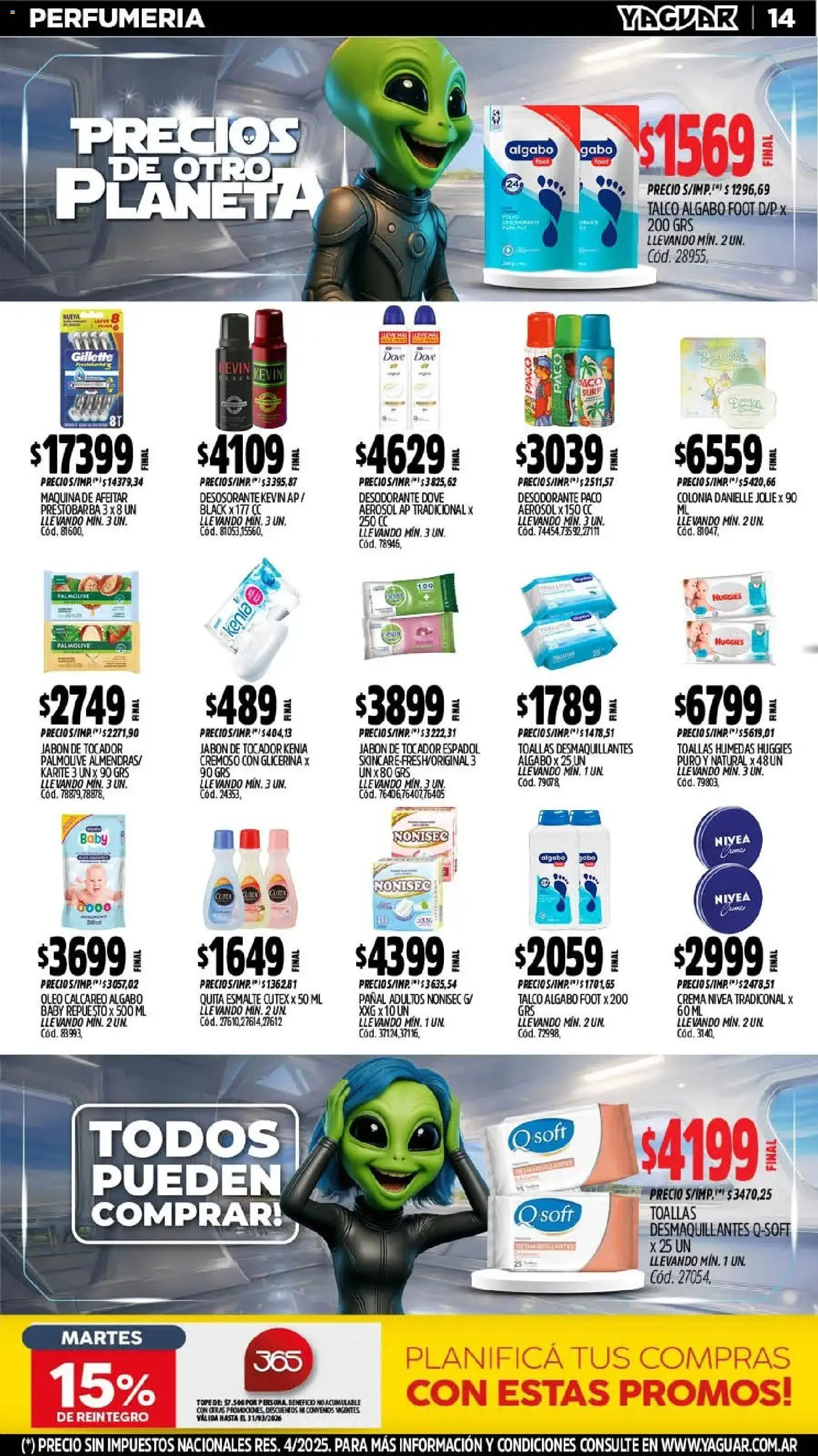 Yaguar - Oferta Semanal Córdoba │ válido desde el 02.03.2026 | Página: 14 | Productos: Toallas, Jabón, Desodorante, Crema
