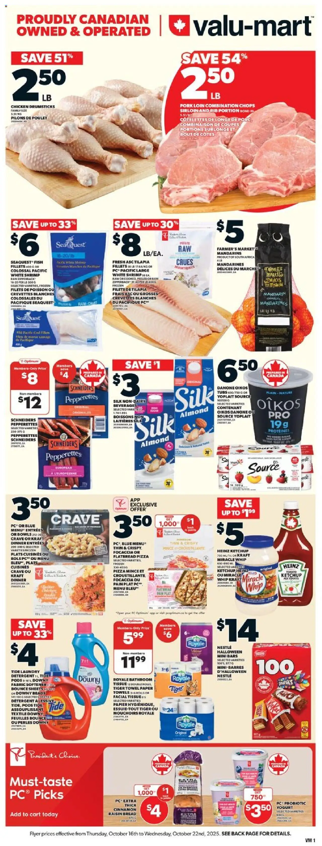 Valu Mart flyer valid from 16.10.2025 | Page: 1 | Products: Fabric softener, Detergent, Yogurt, Bread