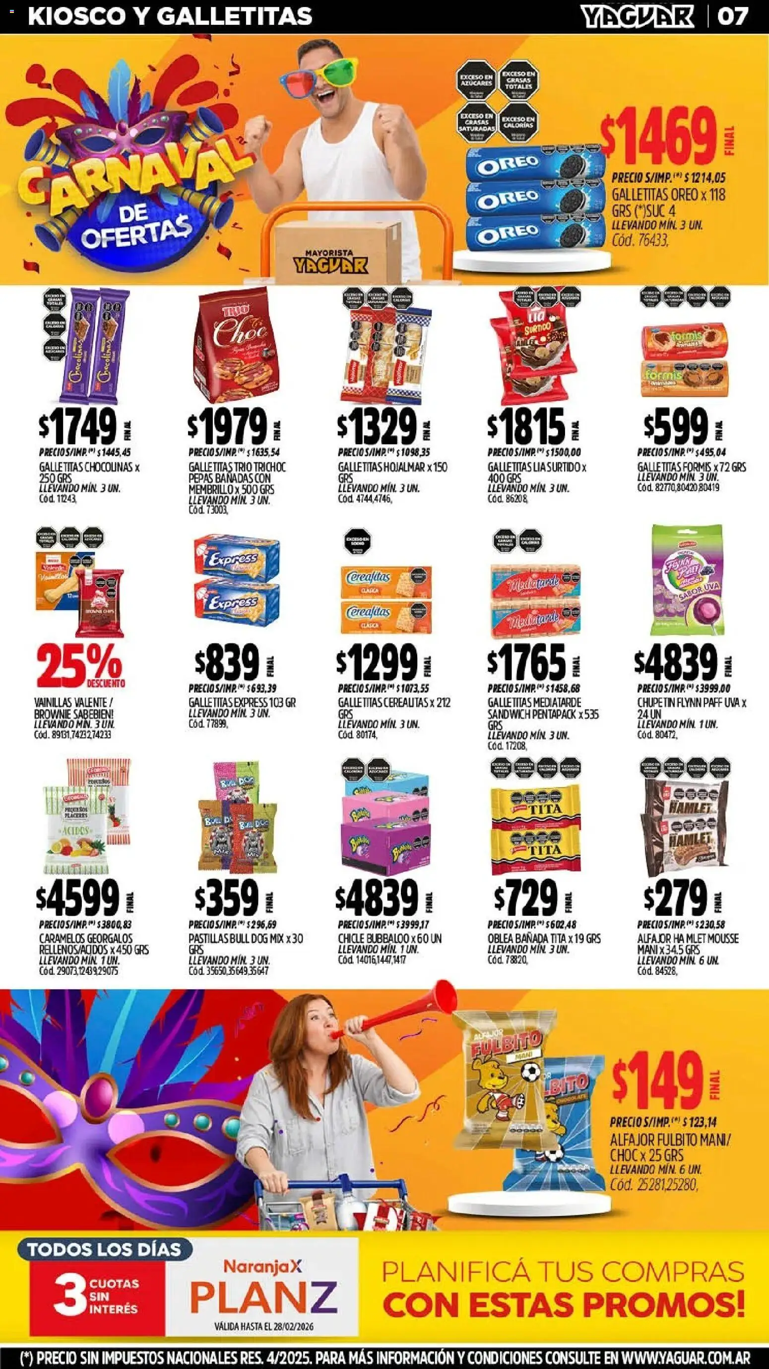 Yaguar - Oferta Semanal Misiones │ válido desde el 09.02.2026 | Página: 7 | Productos: Galletitas, Mousse, Chicle, Alfajor